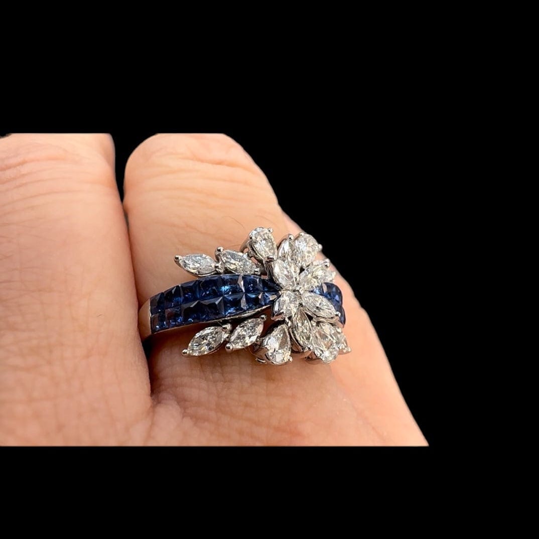 GX Baguette Sapphires & Diamond Design Ring