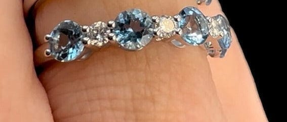 GX Brilliant Cut Diamond & Aquamarine Ring