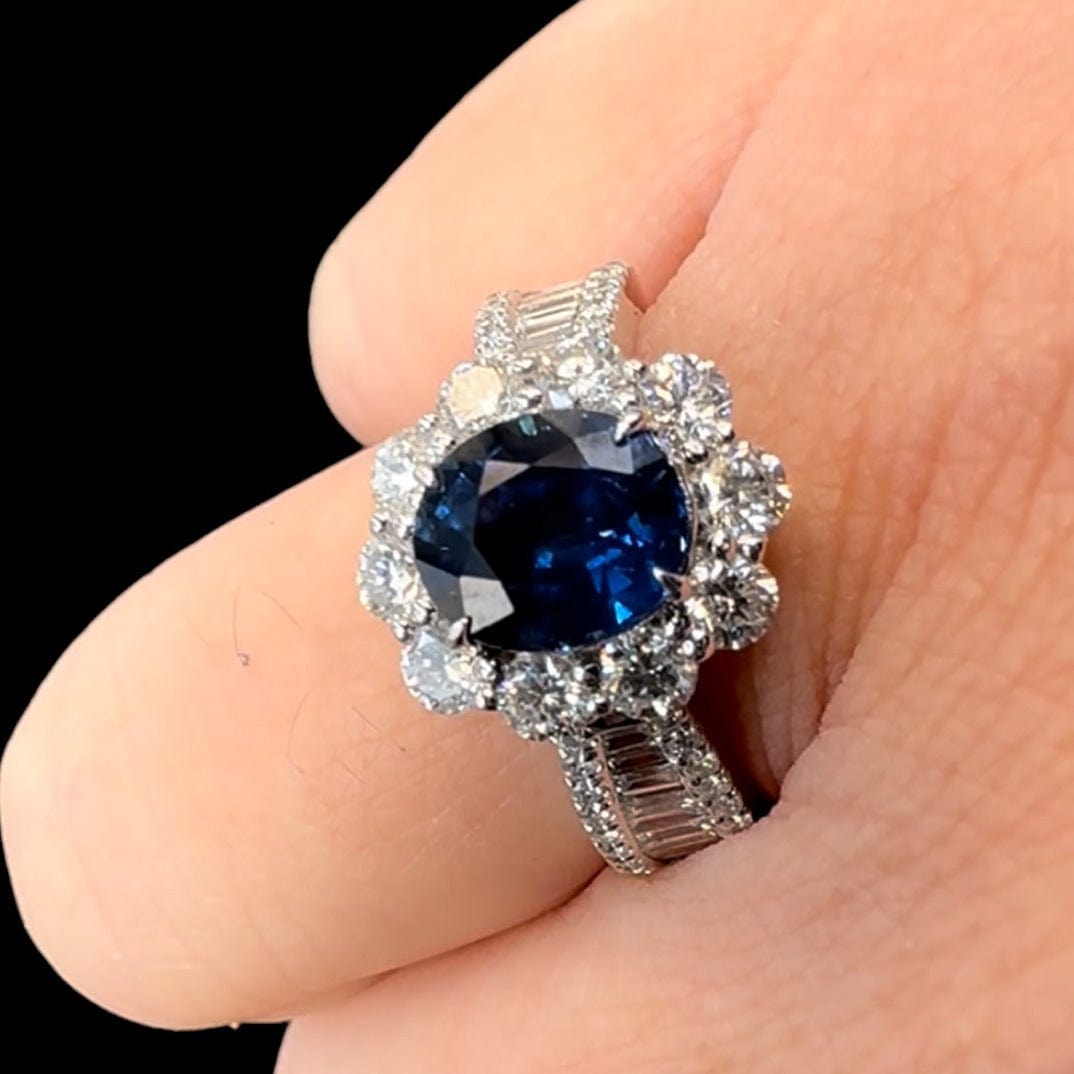 GX Sapphire & Baguette Cut Diamond Ring