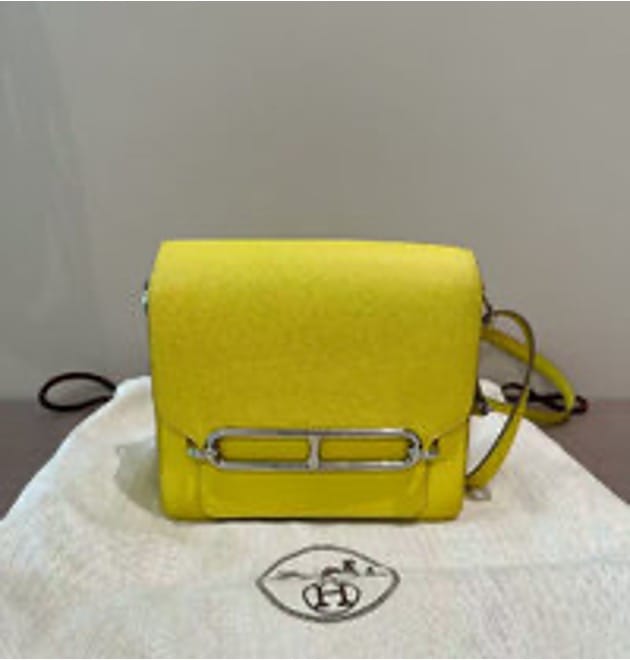 HERMES HERMES 19 Pig Nose Lemon Yellow Silver Buckle Shoulder/Crossbody Bag 3072509192324