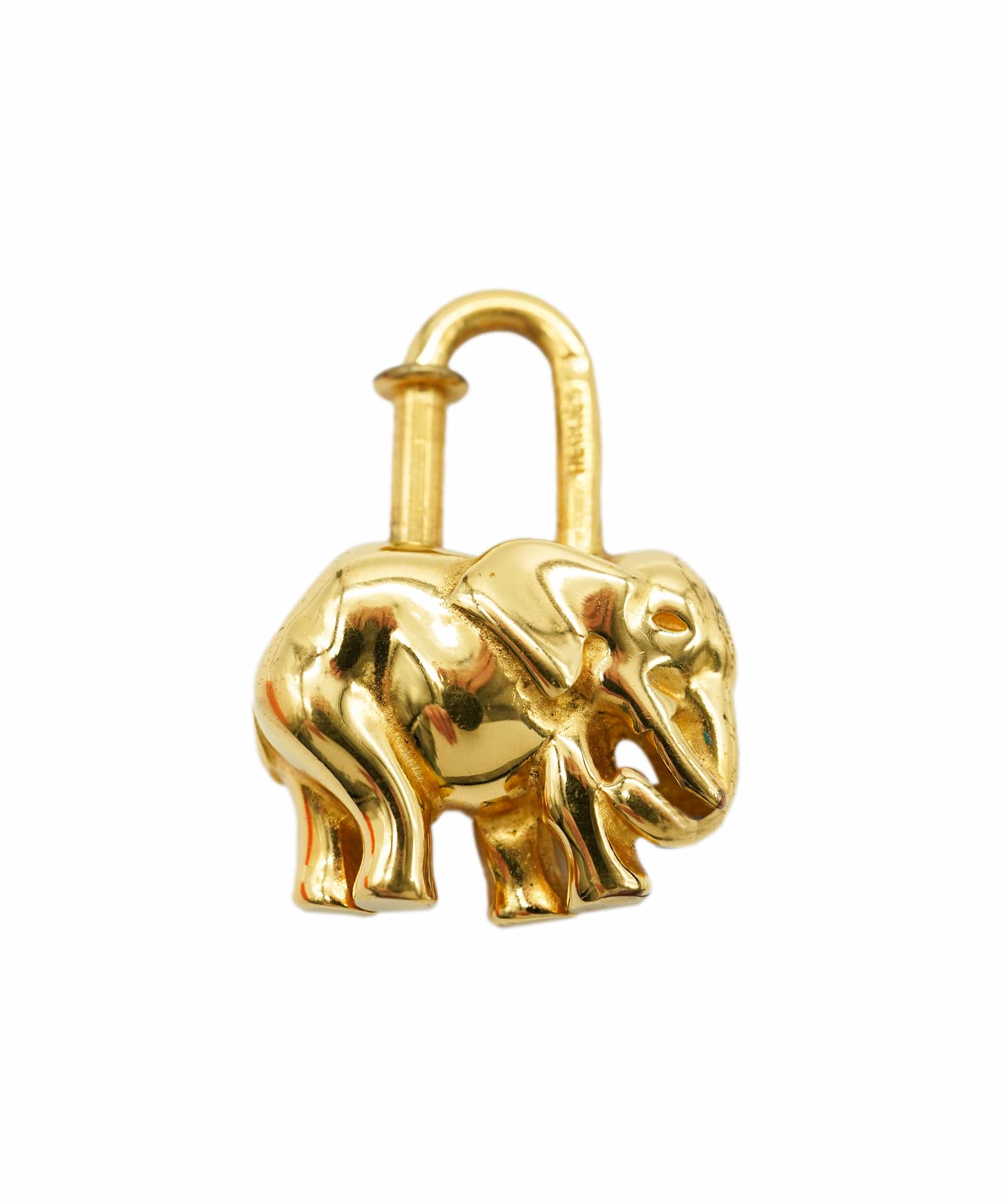 Hermès Hermes 1988 Elephant Cadena Lock Bag Charm Gold  ASL10385