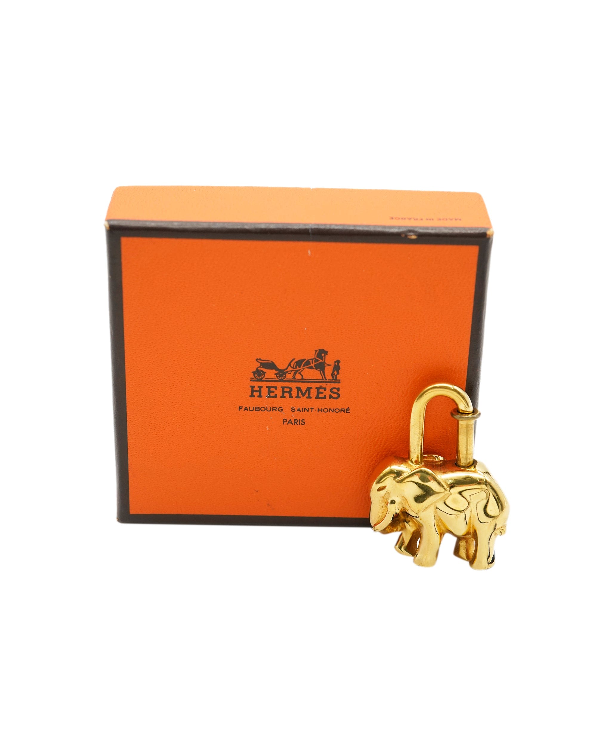 Hermès Hermes 1988 Elephant Cadena Lock Bag Charm Gold  ASL10385