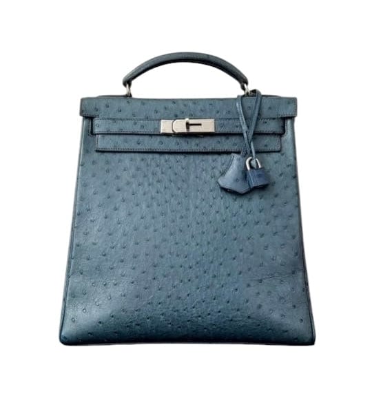 Hermès Hermes Ado Backpack GM 25 Blue Roi Ostrich PHW SYCYB1039