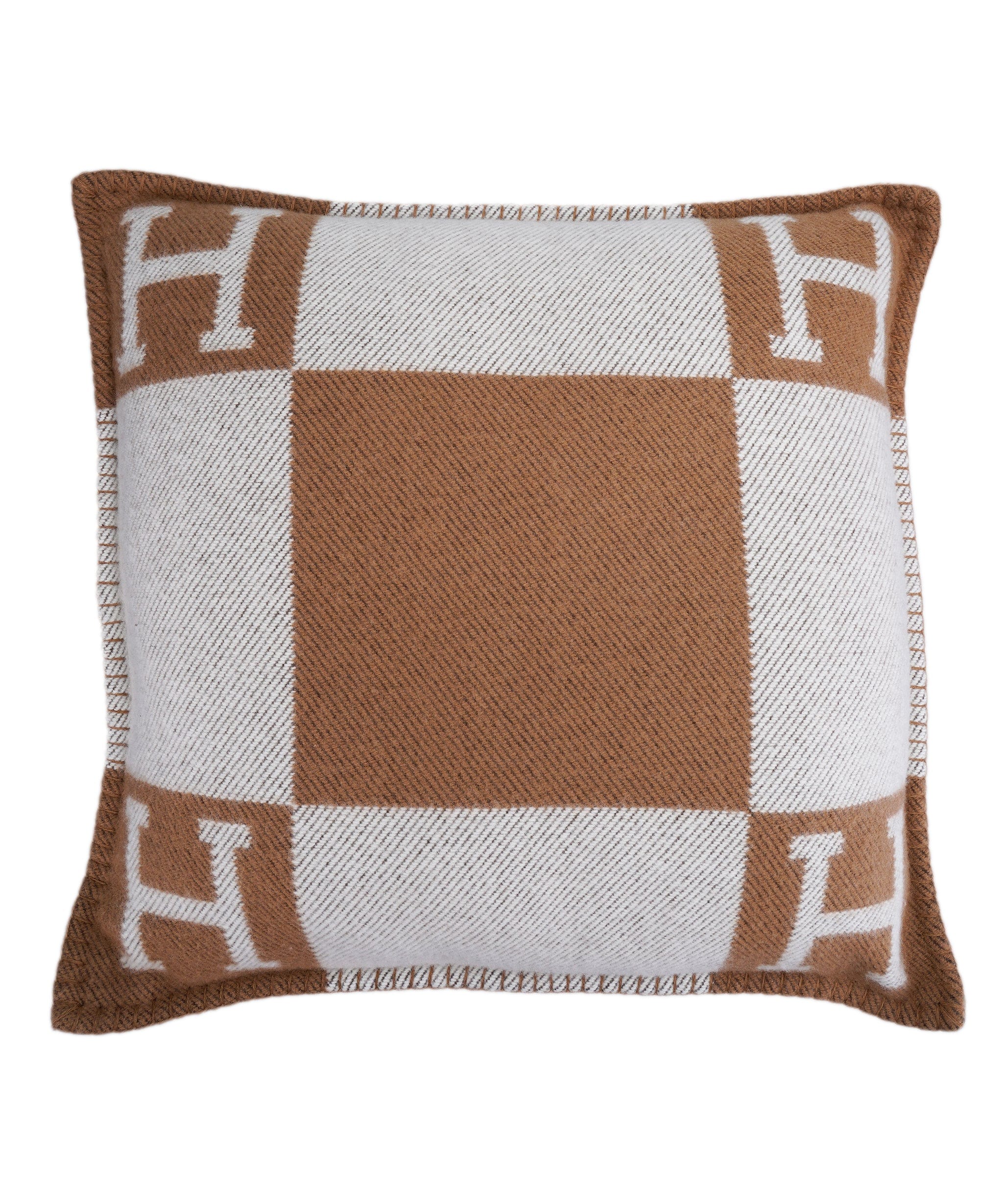 Hermès Hermes Avalon Pillow Camel and Ecru 014006AG