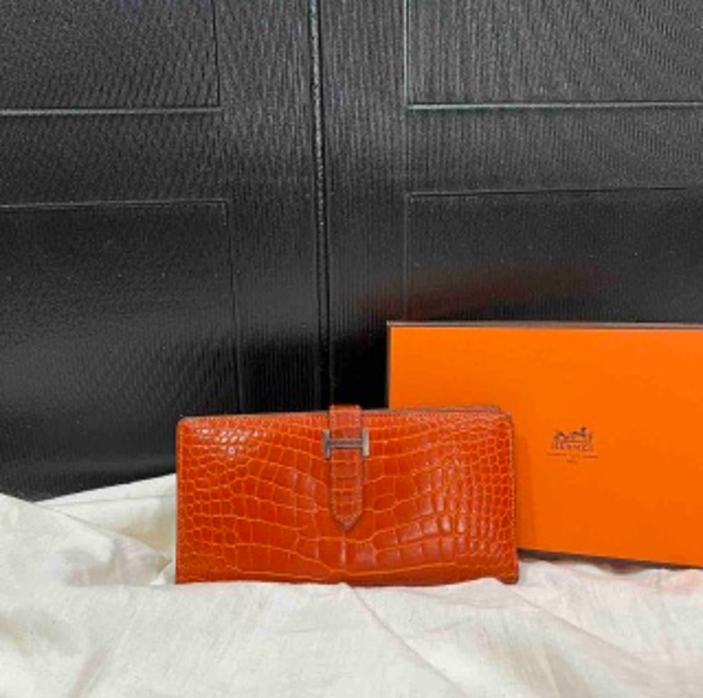 HERMES Hermes Bearn Long Wallet in Crocodile Skin (T) US651828