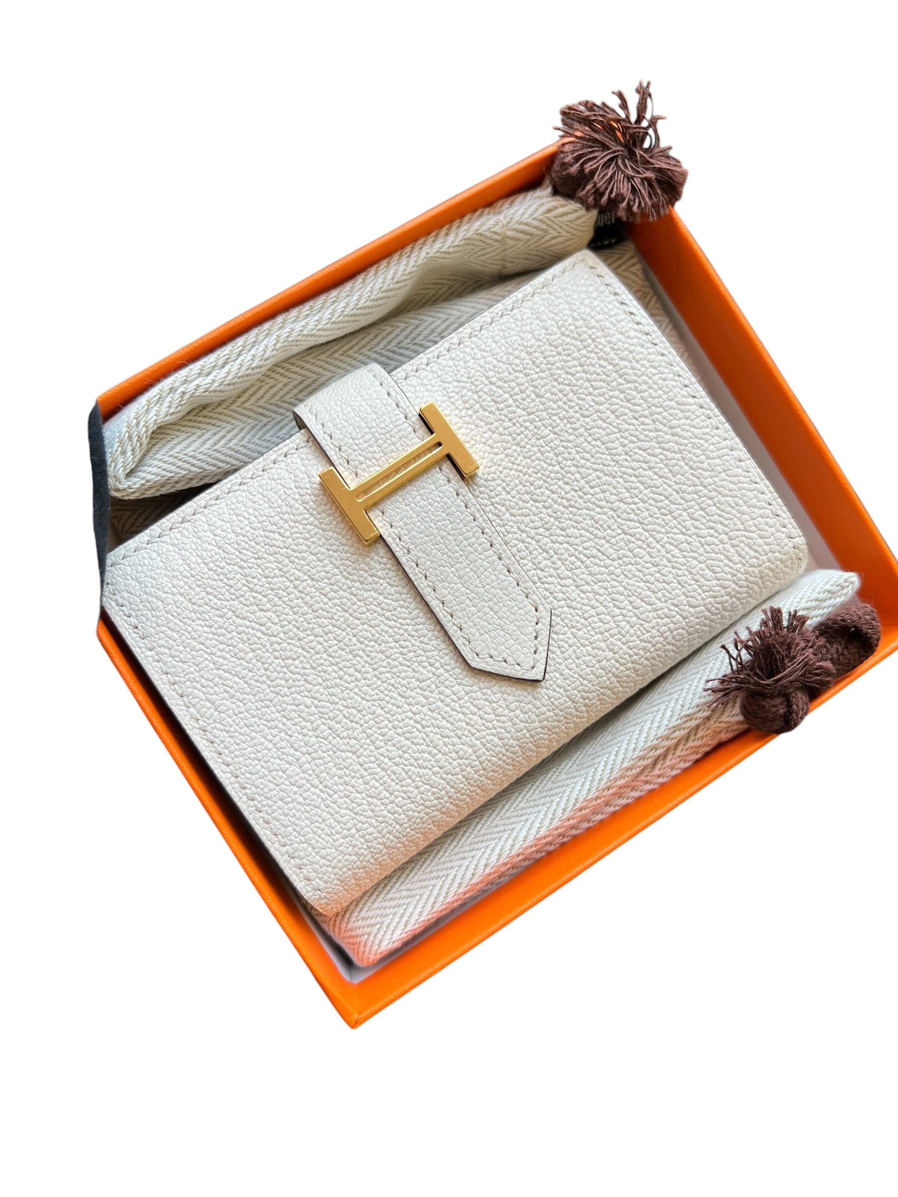 Hermes Hermes Bearn Mini Wallet Nata Chevre GHW #Z SSLG1030