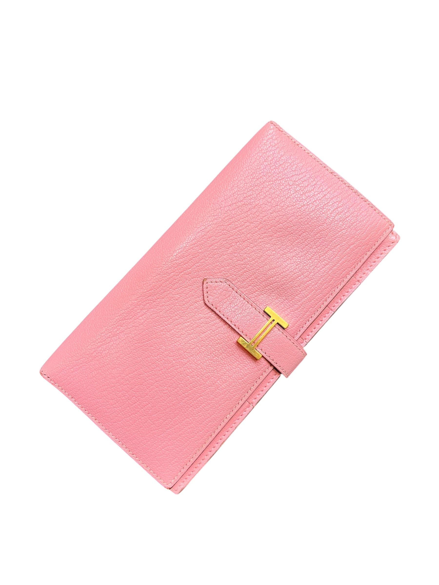Hermes Hermes Bearn Wallet Rose Confetti Chevre GHW #P SSLG1024