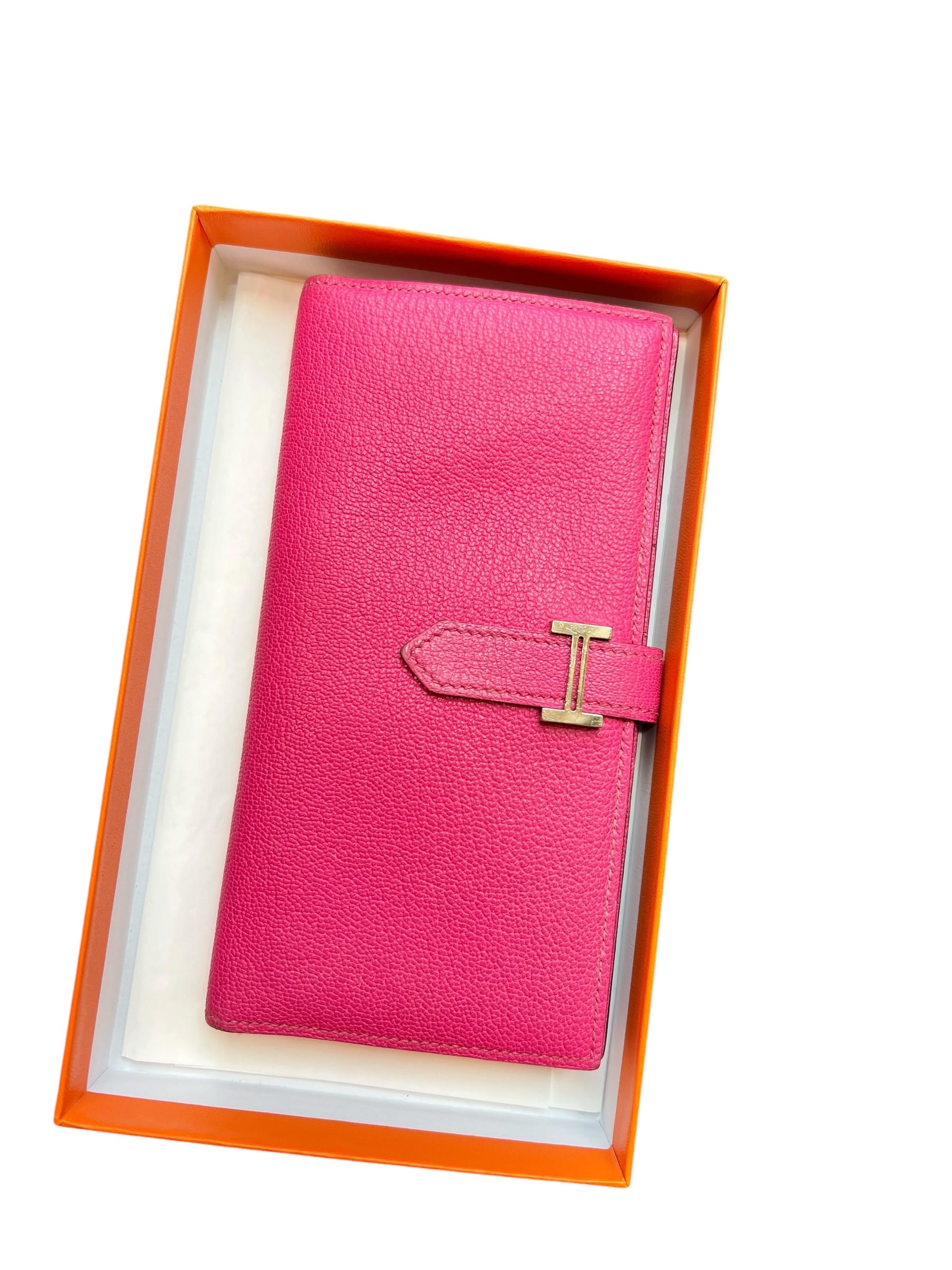 Hermes Hermes Bearn Wallet Rose Shocking Chevre PHW SSLG1038
