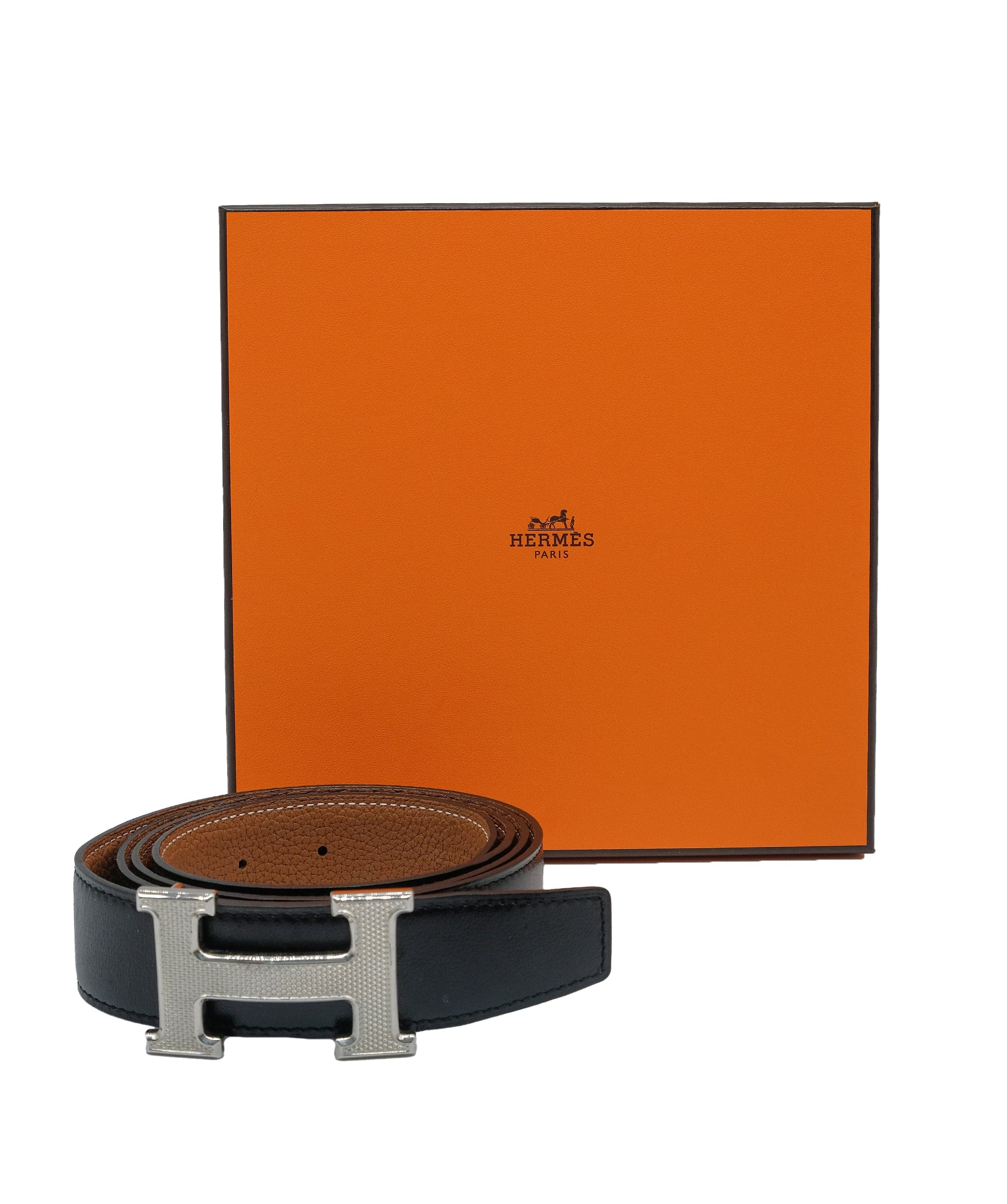 Hermès Hermes Belt Black leather with PHW Buckle RJC3317