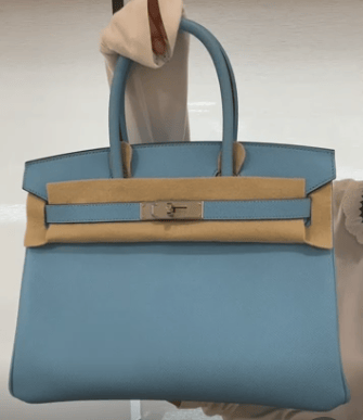 HERMES HERMES BIRKIN 30 CELESTE EPSOM HANDBAG 2000000060736