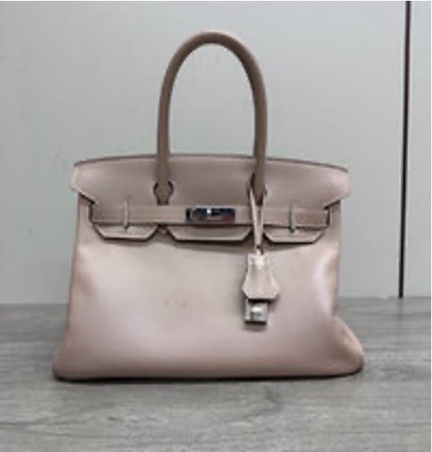 HERMES HERMES Birkin 30 Handbag with Diamond Grey and Silver Buckles 3032605285005