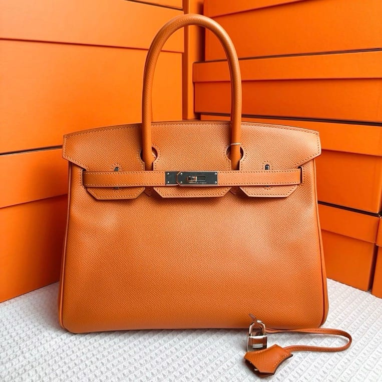 HERMES Hermes Birkin 30 Orange Epsom PHW #Q SYC2192