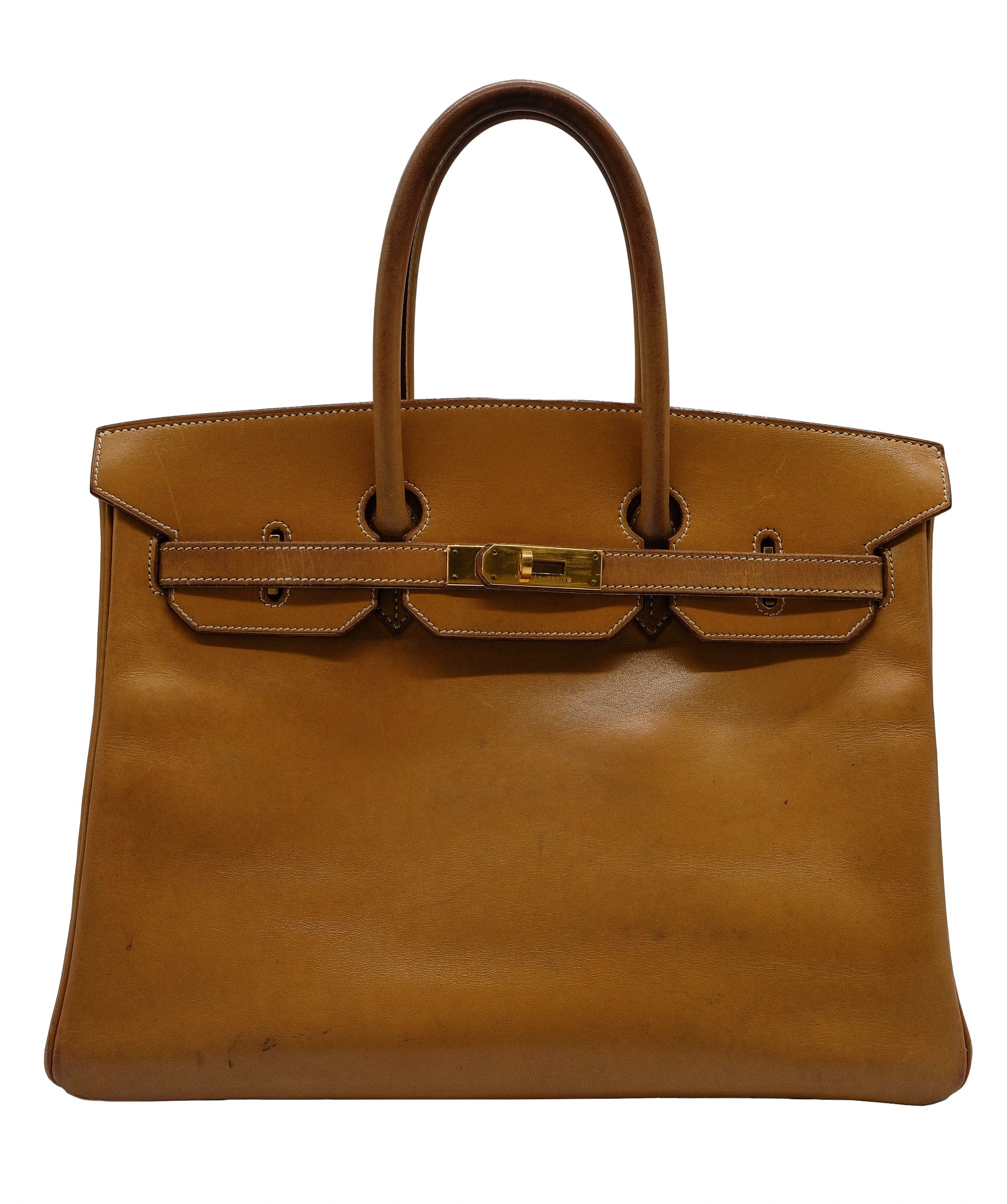 Hermès HERMES Birkin 35 Natural Barenia Leather Handbag Auth 76746 DXBS0338