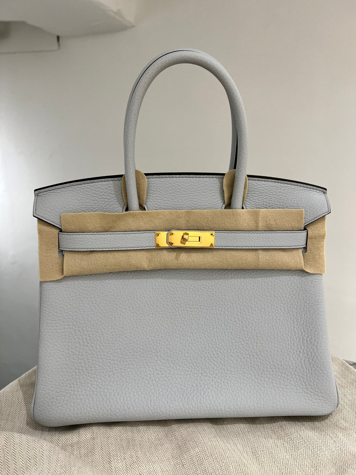 HERMES HERMES BIRKIN BLUE PALE CLEMENCE BAG #U 2000000048734