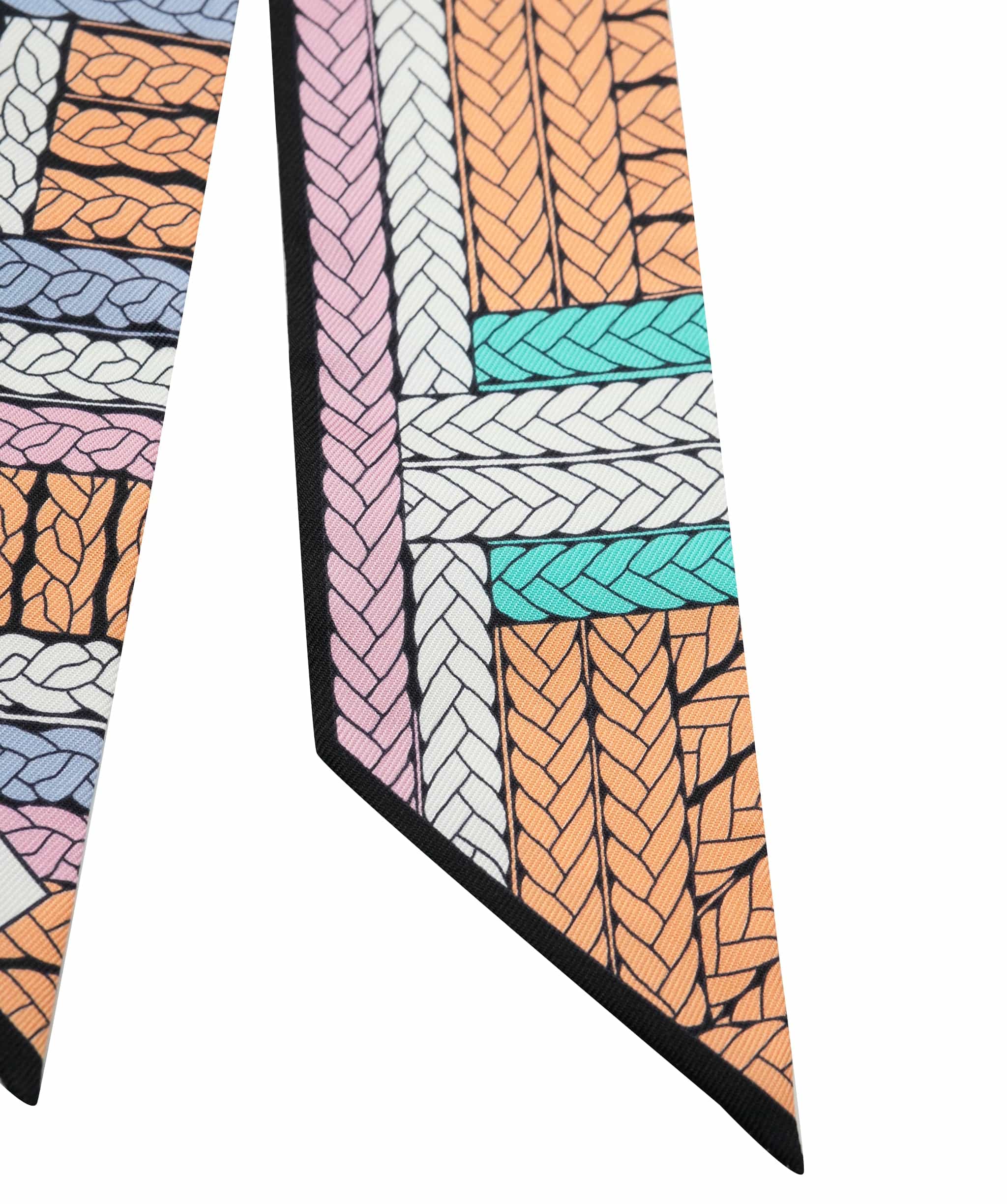 Hermès Hermes Black Pink Woven Print Twilly  ALC2600
