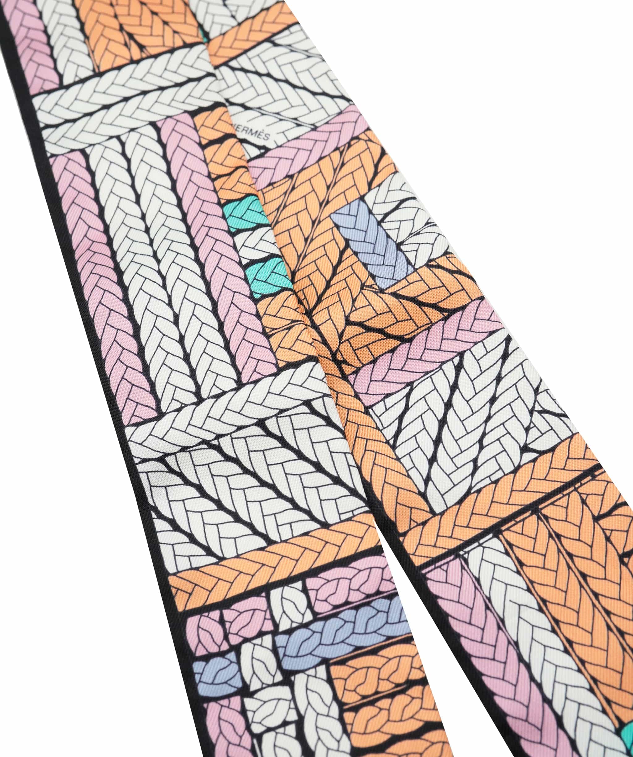 Hermès Hermes Black Pink Woven Print Twilly  ALC2600