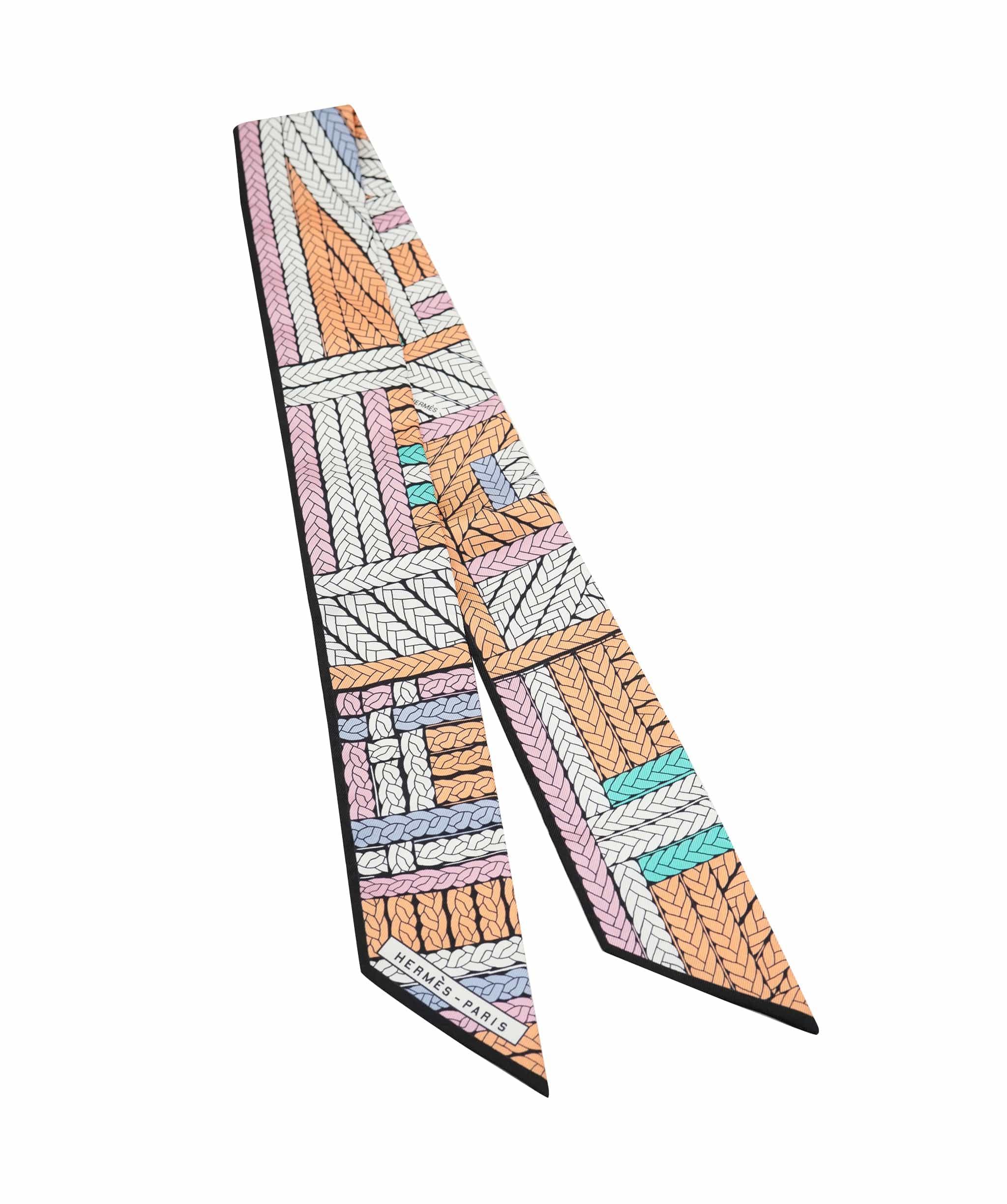 Hermès Hermes Black Pink Woven Print Twilly  ALC2600