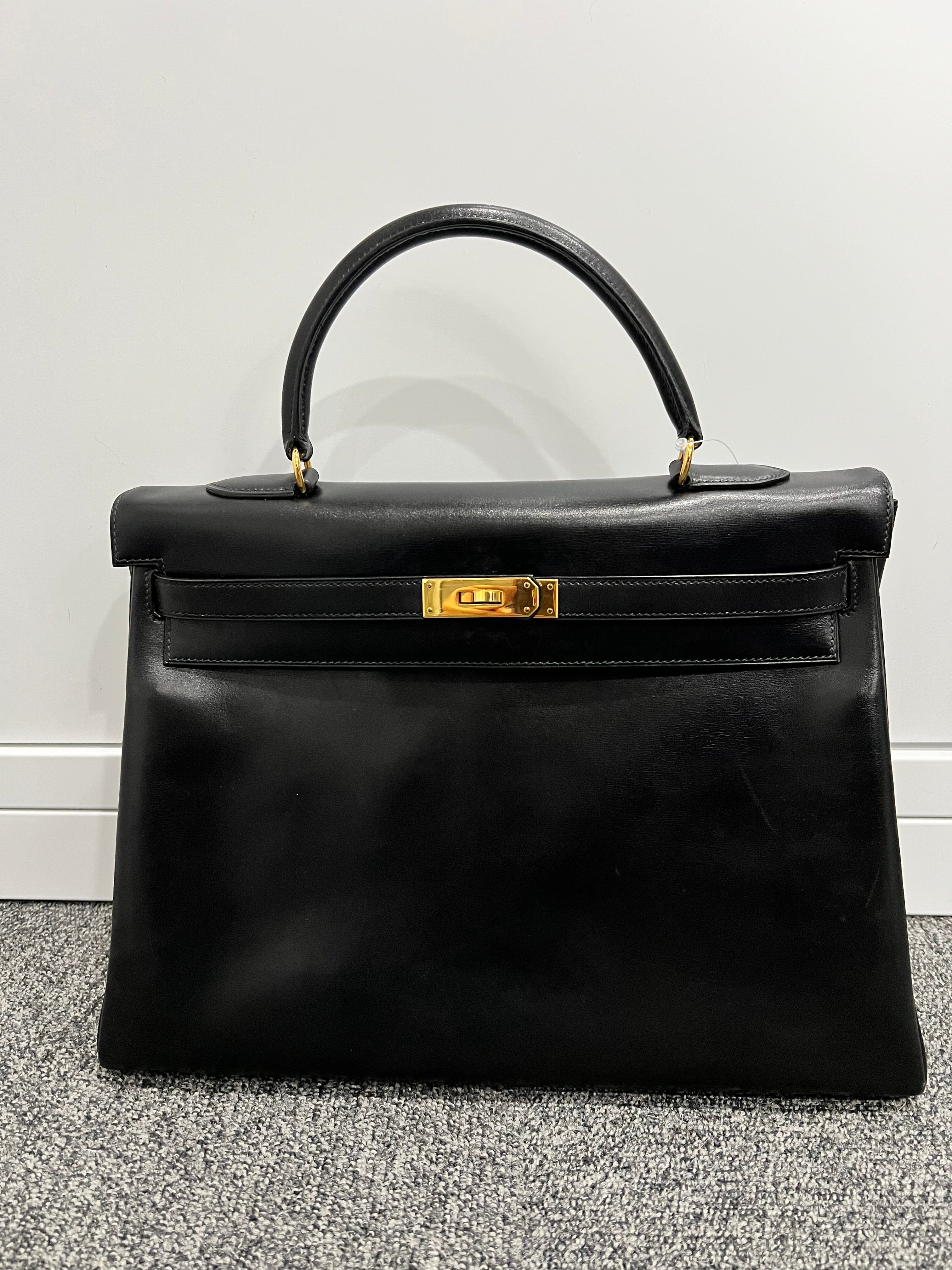 HERMES HERMES Box Kelly 35 Black GHW B0127ZTU2U