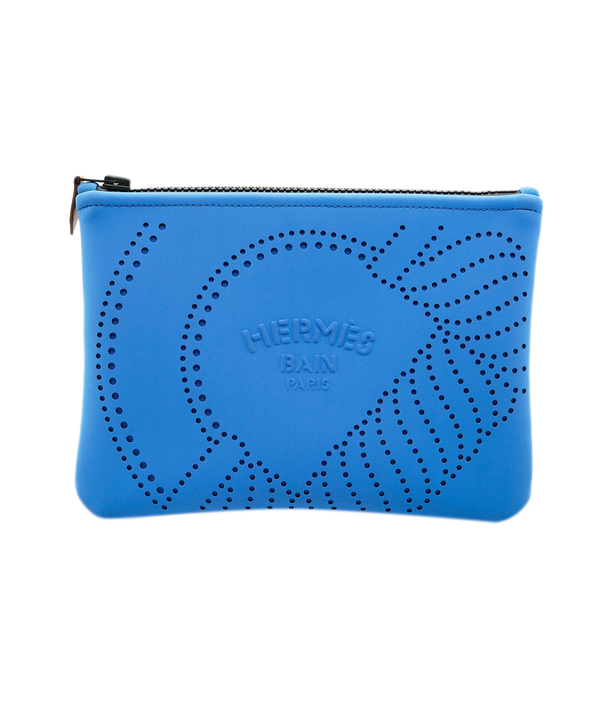 Hermès Hermès brand new néoprene Bain pochette, blue and orange  ALL1143