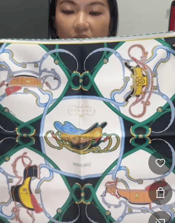 HERMES HERMES Carre 45 Silk White×Black×Green B0908EJNSP