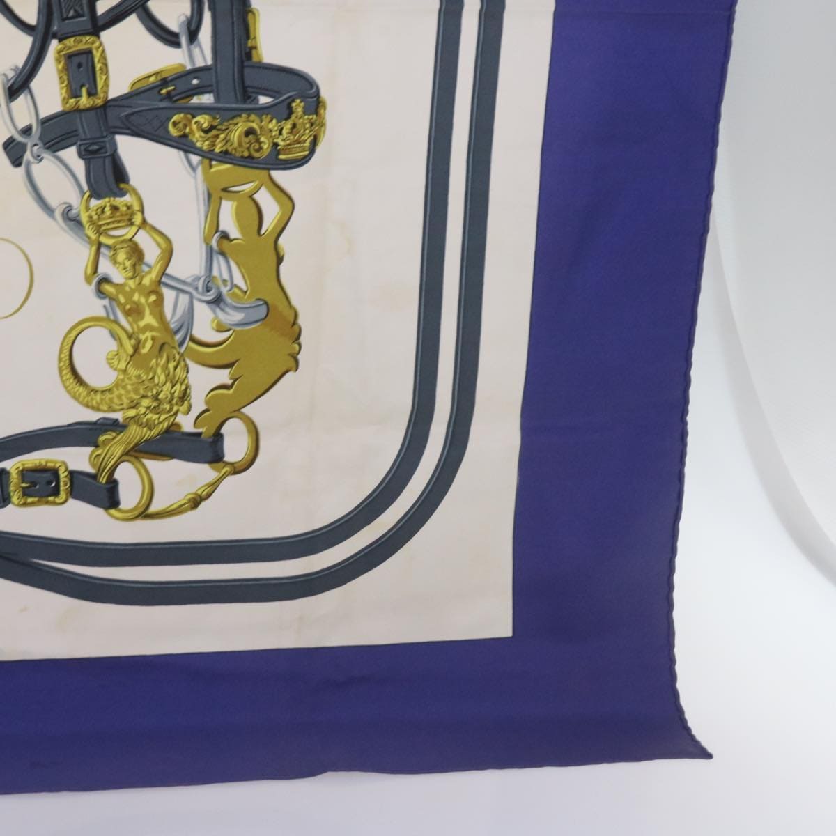 Hermès HERMES Carre 90 BLIDES de Gala Scarf Silk Blue Auth bs12430 DXBS0702