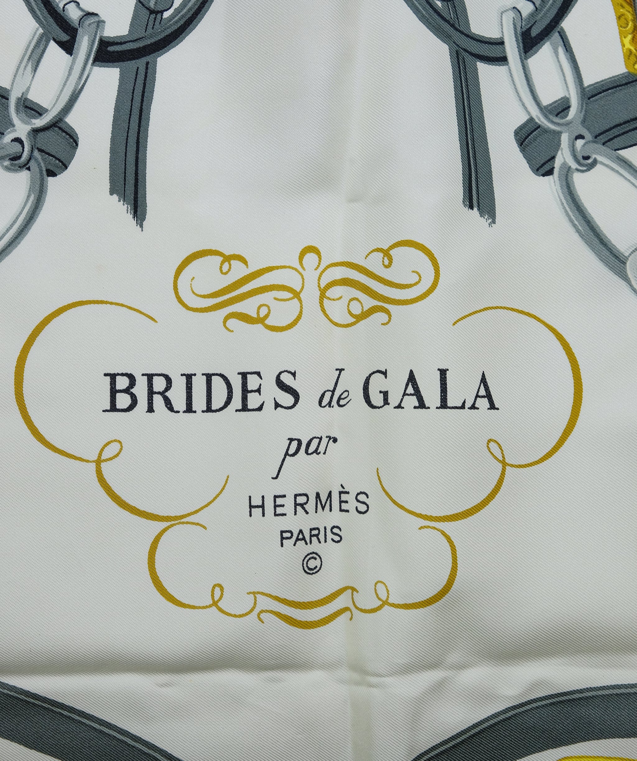 Hermès HERMES Carre 90 BRIDES de  GALA Scarf SilkLight Blue Auth hk1055 DXBS0343