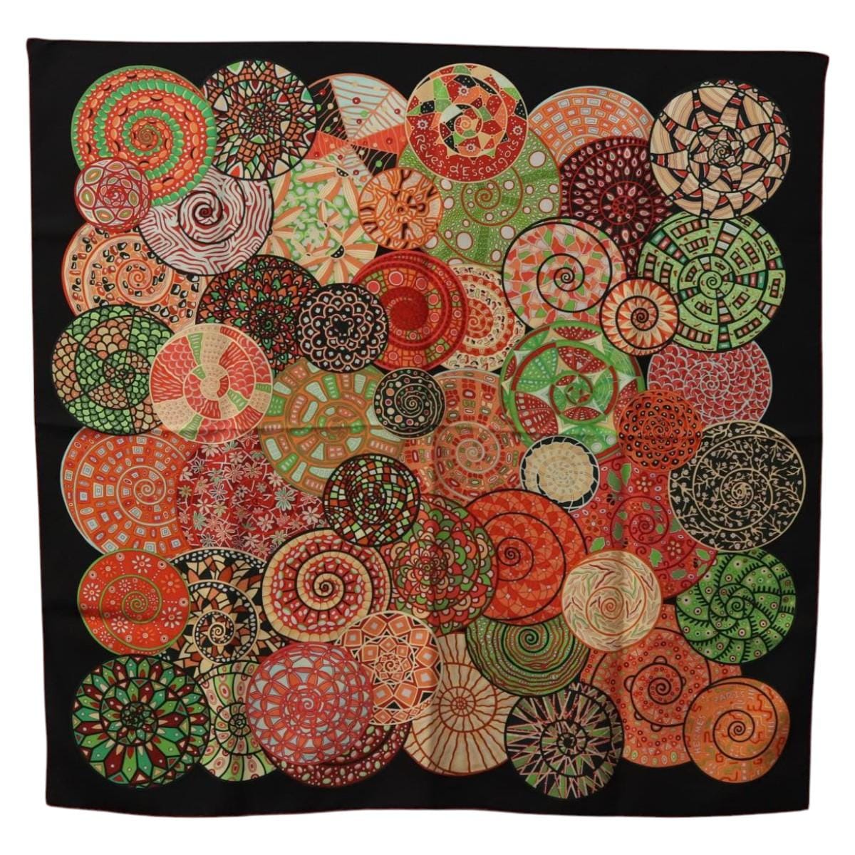 Hermès HERMES Carre 90 Scarf ""Reves d'Escargots"" Silk Orange Auth am7923
