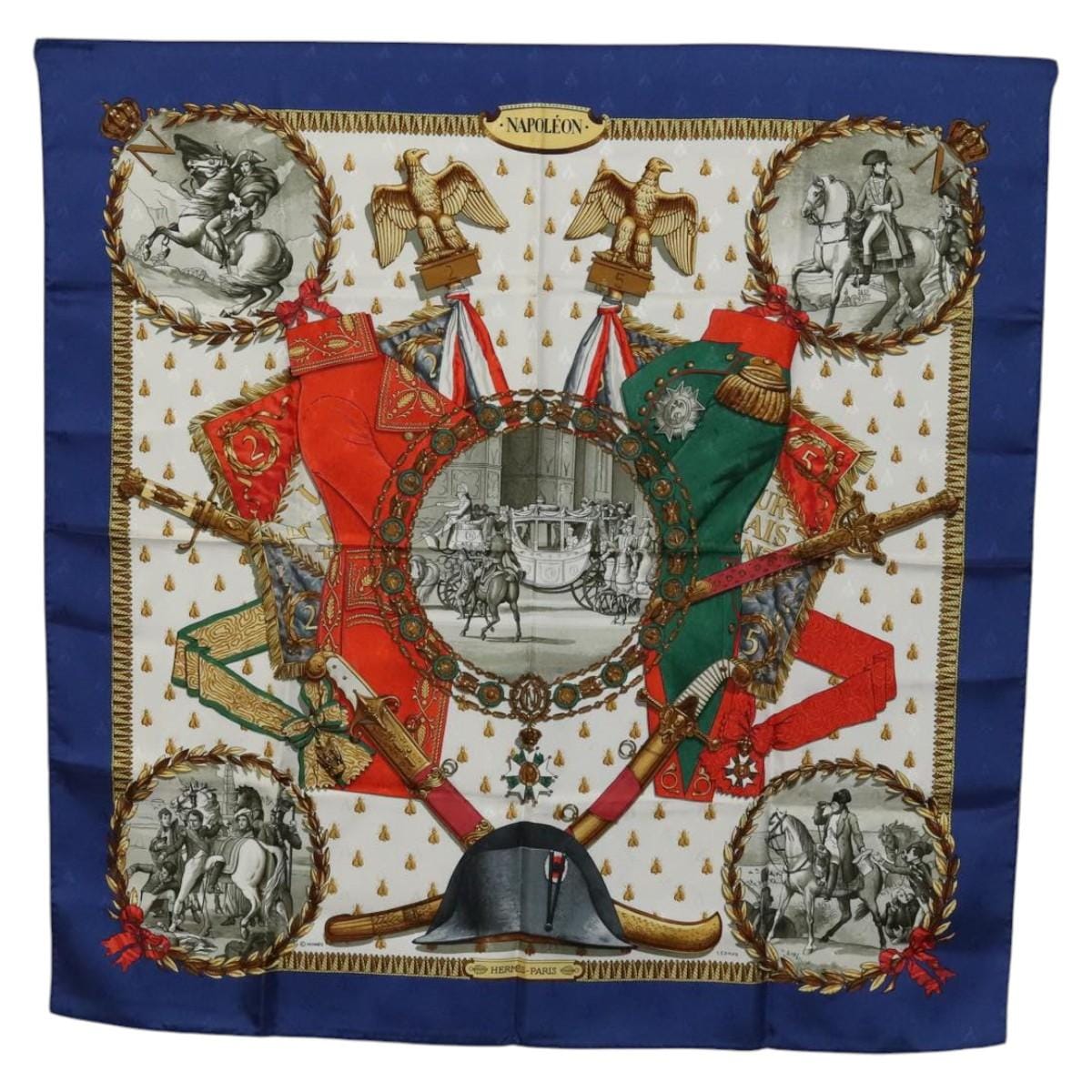 Hermès HERMES Carre 90 Scarf Silk Blue Auth 104473