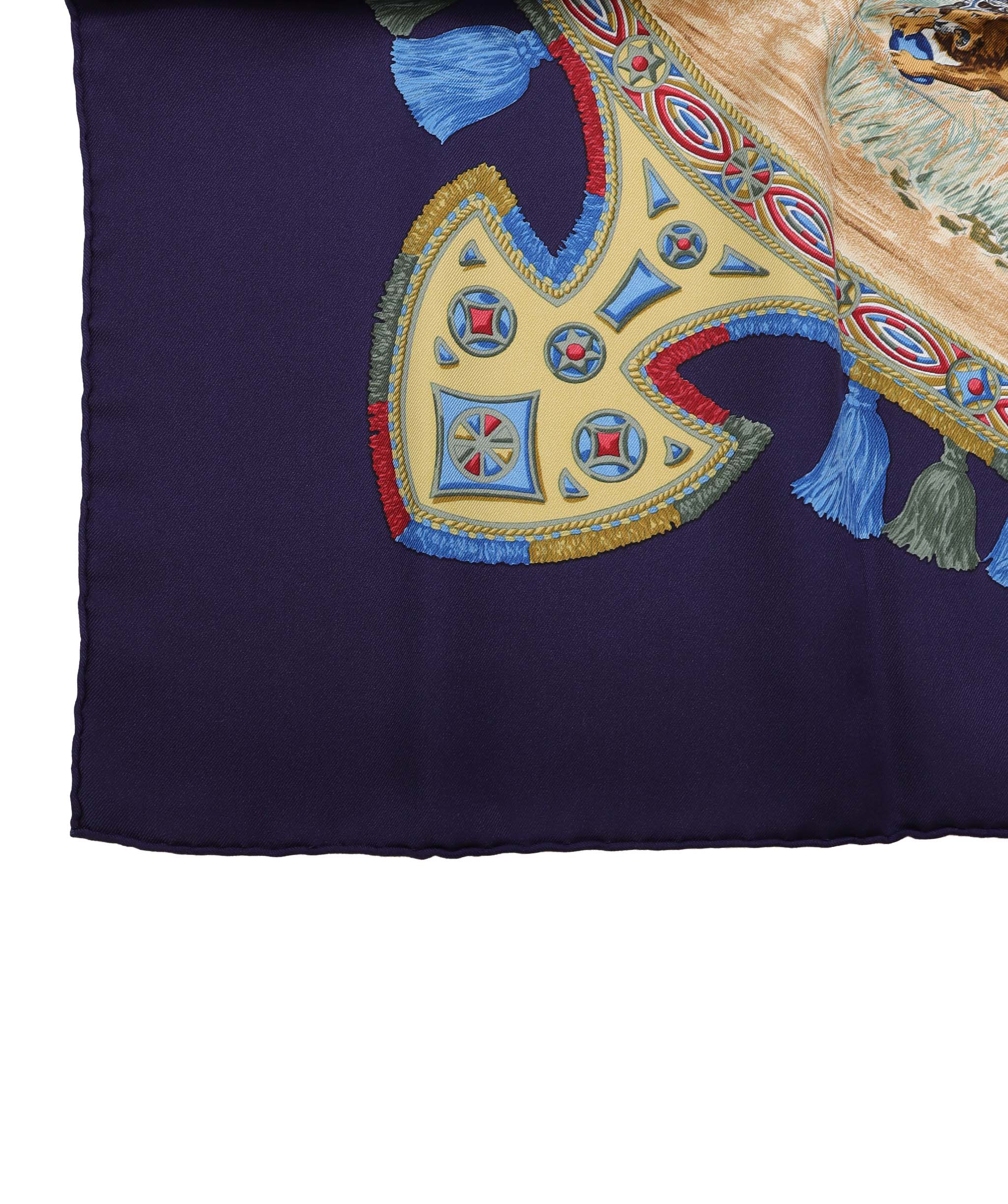 Hermès Hermes Carre 90 Scarf Silk CAVALIERS PEULS navy auth am6685 DXBS3349