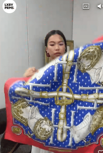 HERMES HERMES Carre 90 Silk Red×Blue B0703N8XG5