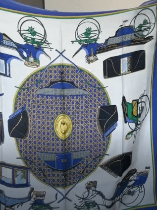 HERMES HERMES Carre 90 Silk White × Blue B0725HM3TQ