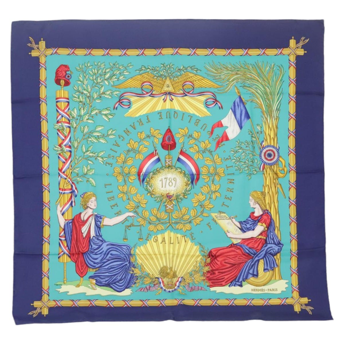 Hermès HERMES Carre90 Egalite Fraternite Republique Francaise Liberite Scarf 101239