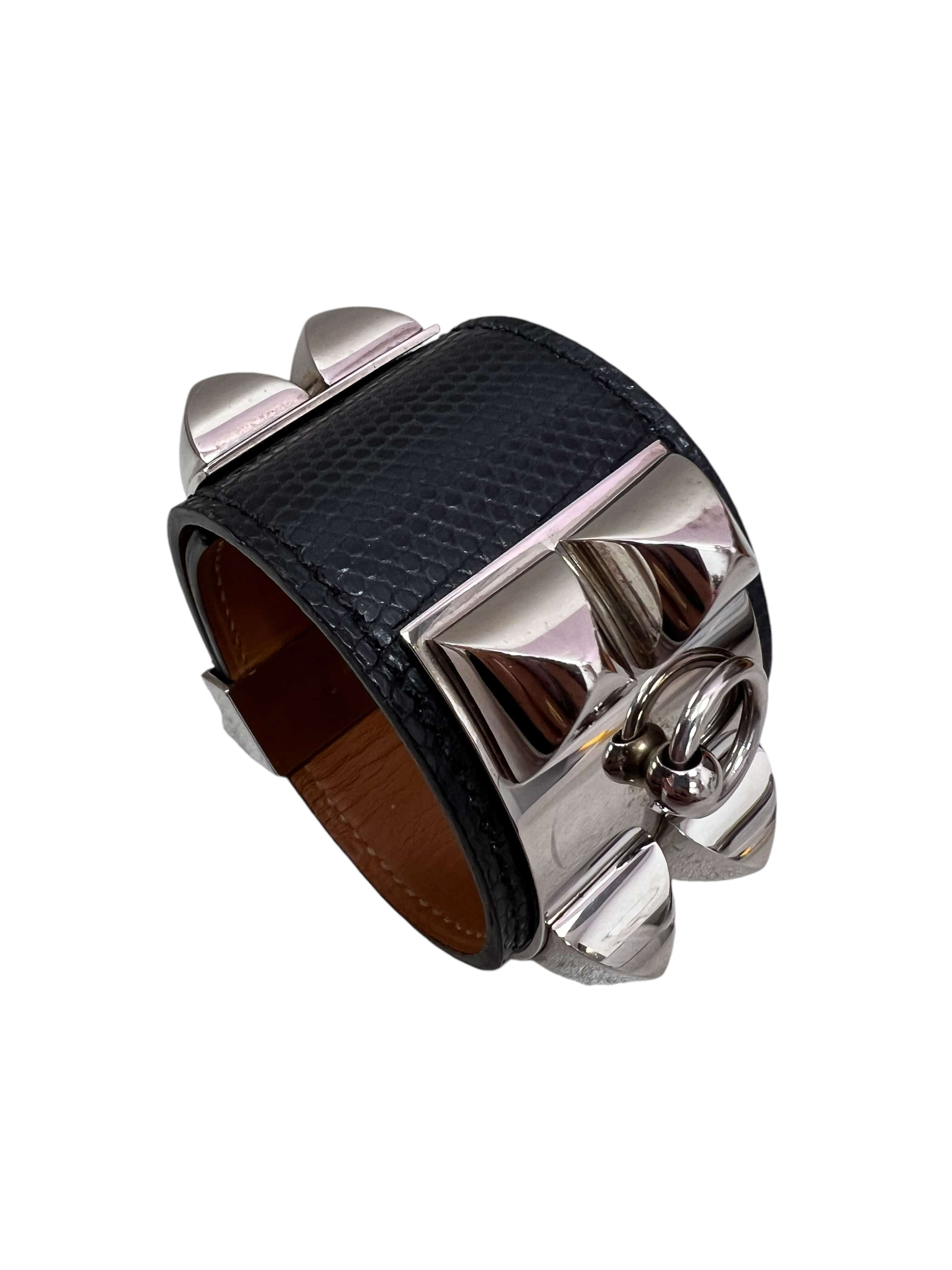 Hermès Hermes CDC Bracelet Black Matte Lizard PHW SKCY166