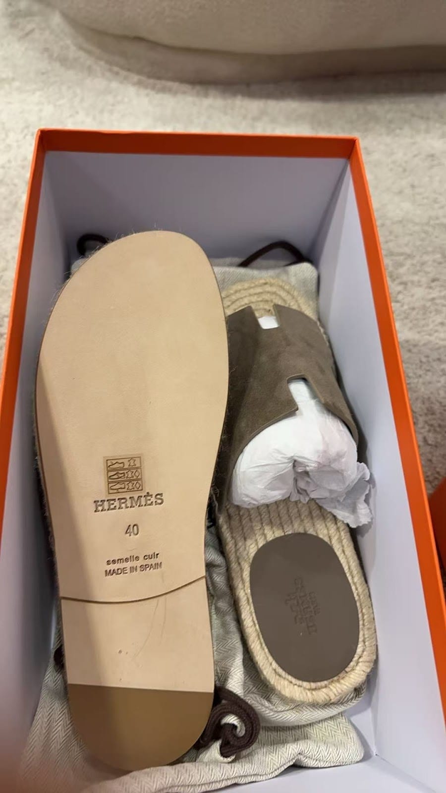 Hermes Hermes Chypre sandal Grey Slipper 40 ALC3788