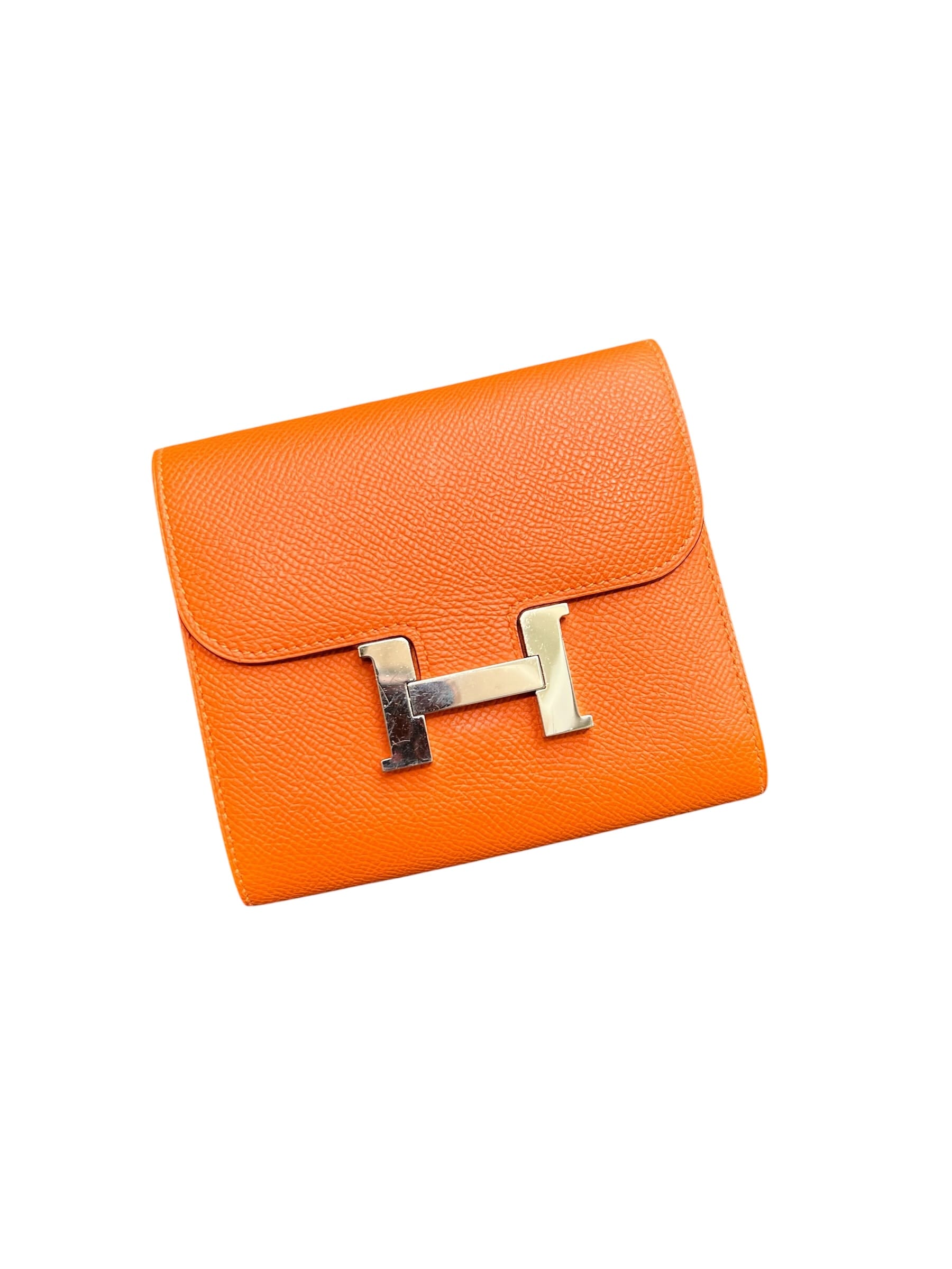 Hermes Hermes Constance Compact Wallet Orange Epsom PHW #R SSLG1021
