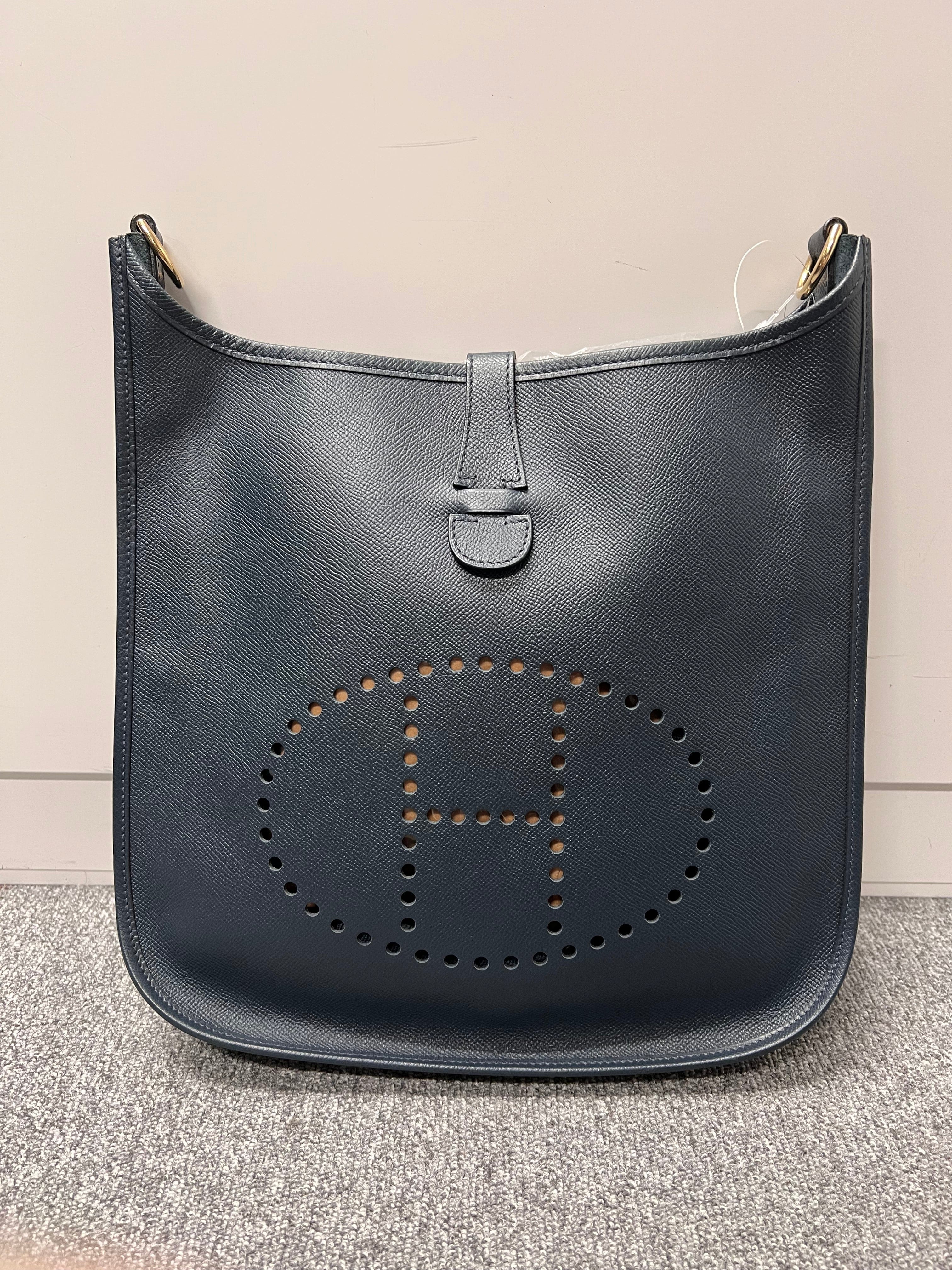 HERMES HERMES Courchevel Blue Navy G Evelyn 1GM B0907JGKJY