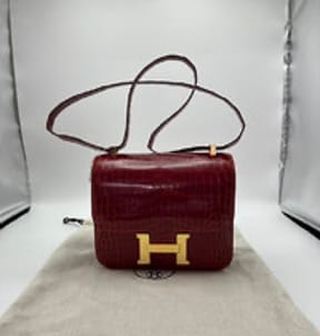 HERMES HERMES Ferrari Red and Gold Buckle Two-Point Crocodile Constellation 24 Shoulder/Crossbody Bag 3042604040644