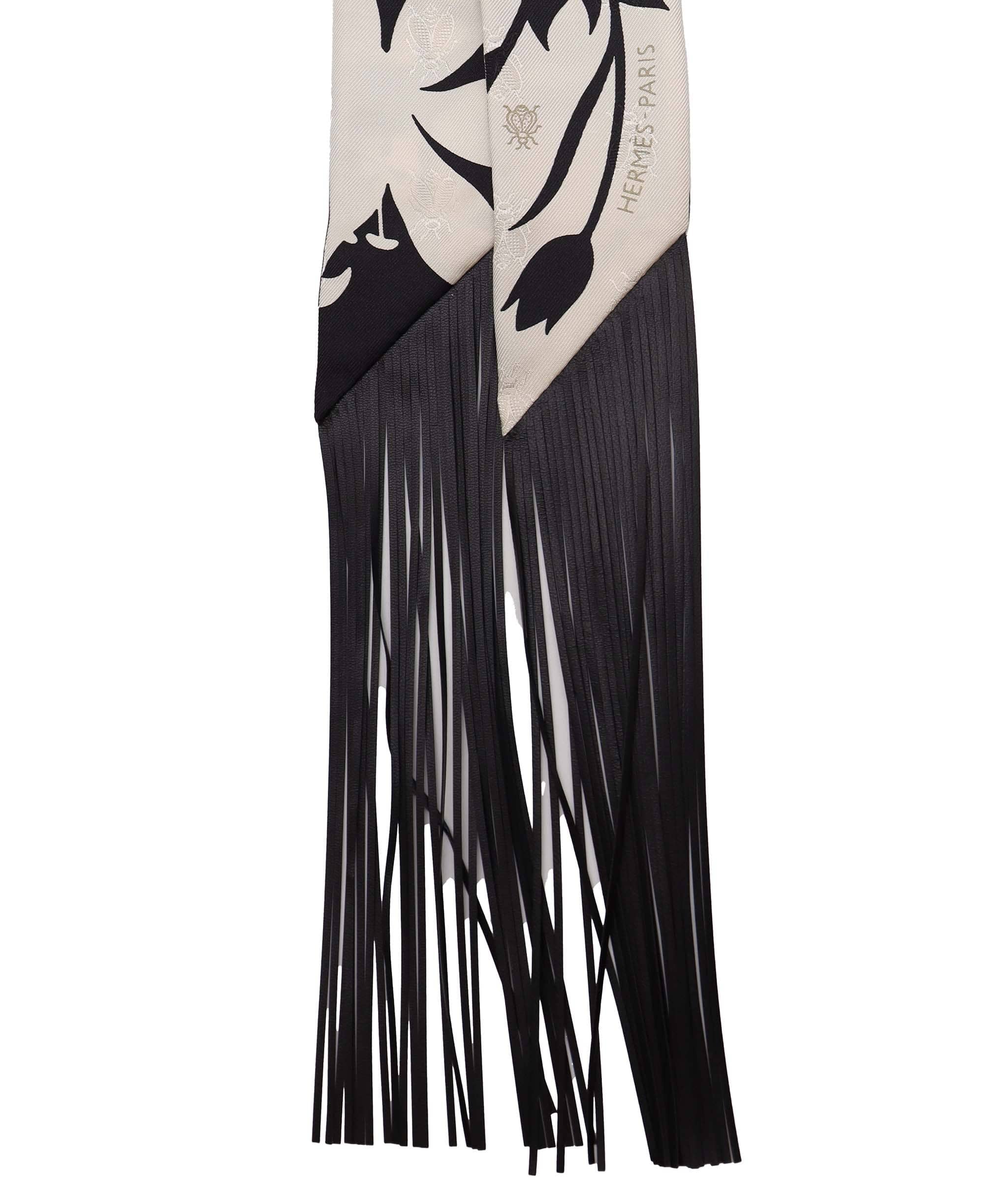 Hermès hermes fringe twilly black  DXBV0587