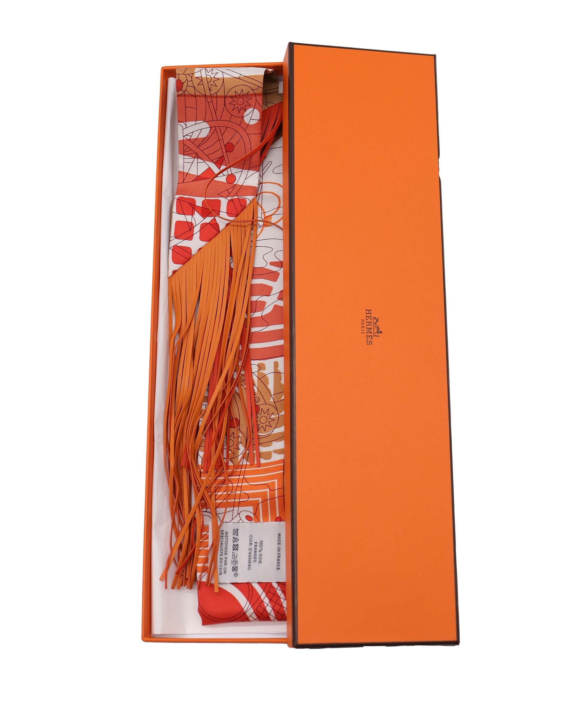 Hermès Hermes fringe twilly orange  DXBV0585