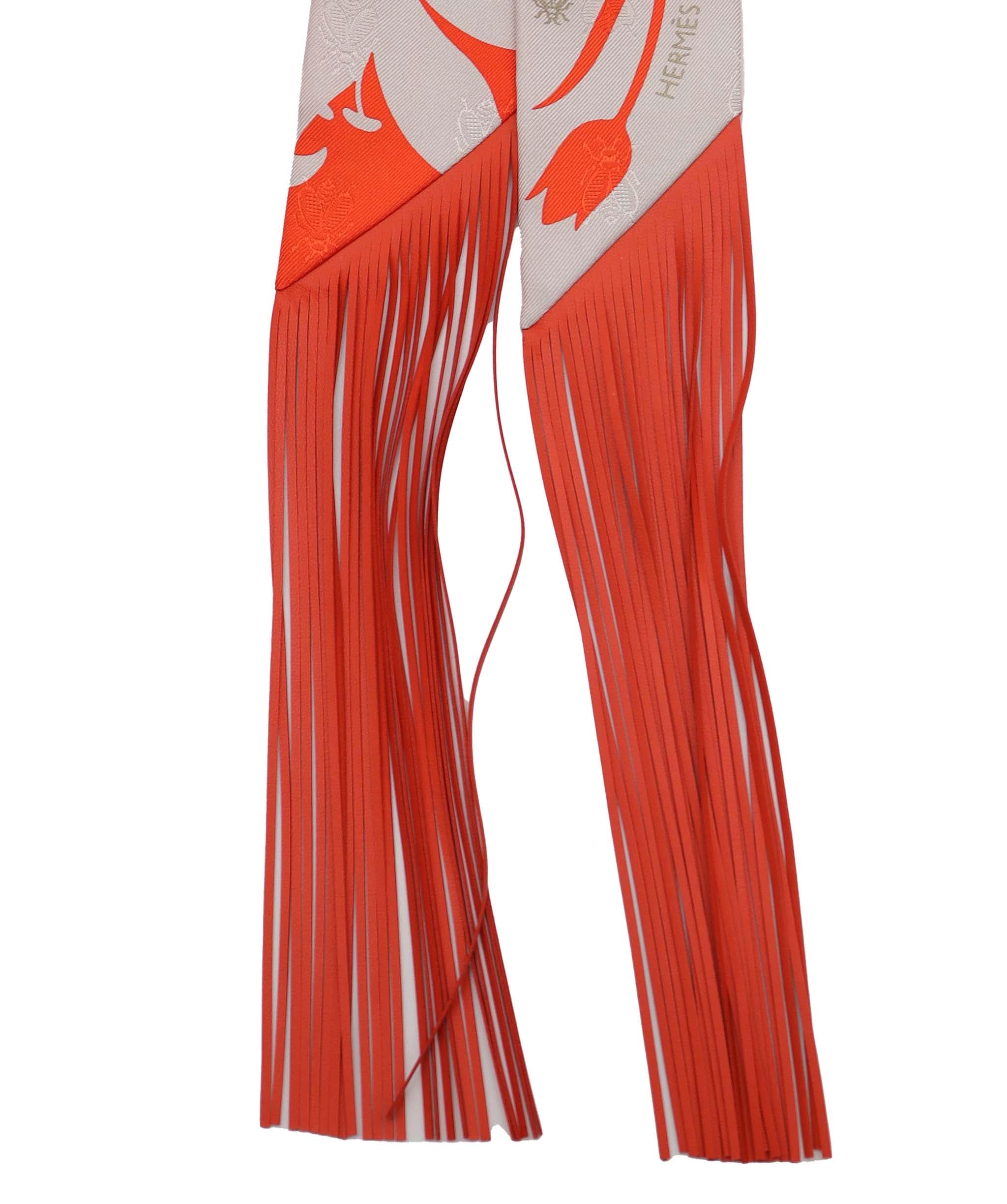 Hermès Hermes fringe twilly orange  DXBV0586