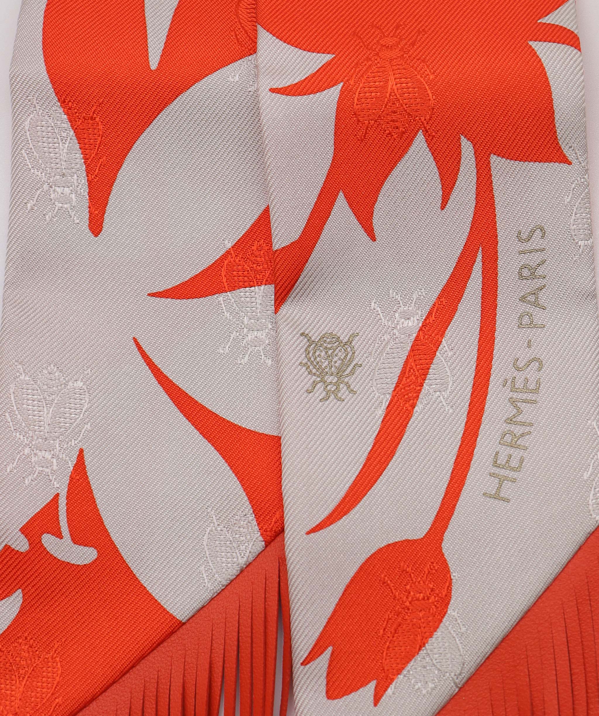 Hermès Hermes fringe twilly orange  DXBV0586