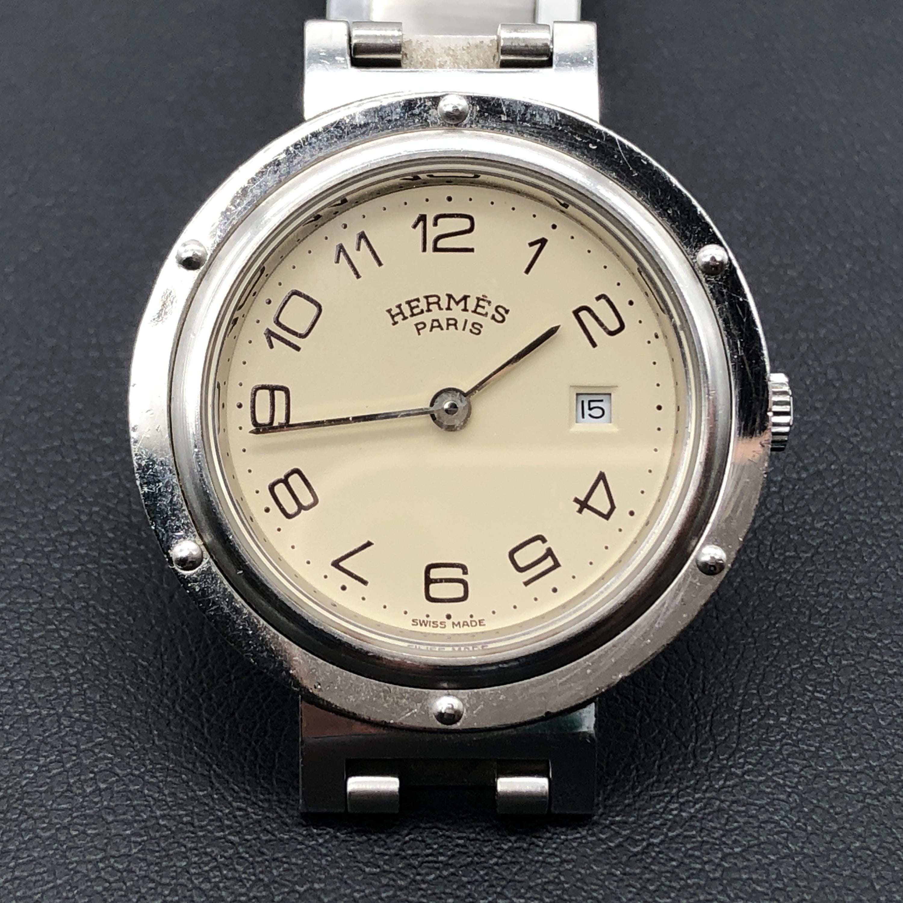 Hermès Hermès Ivory Dial Watch, Quartz, Waterproof, SS C333079