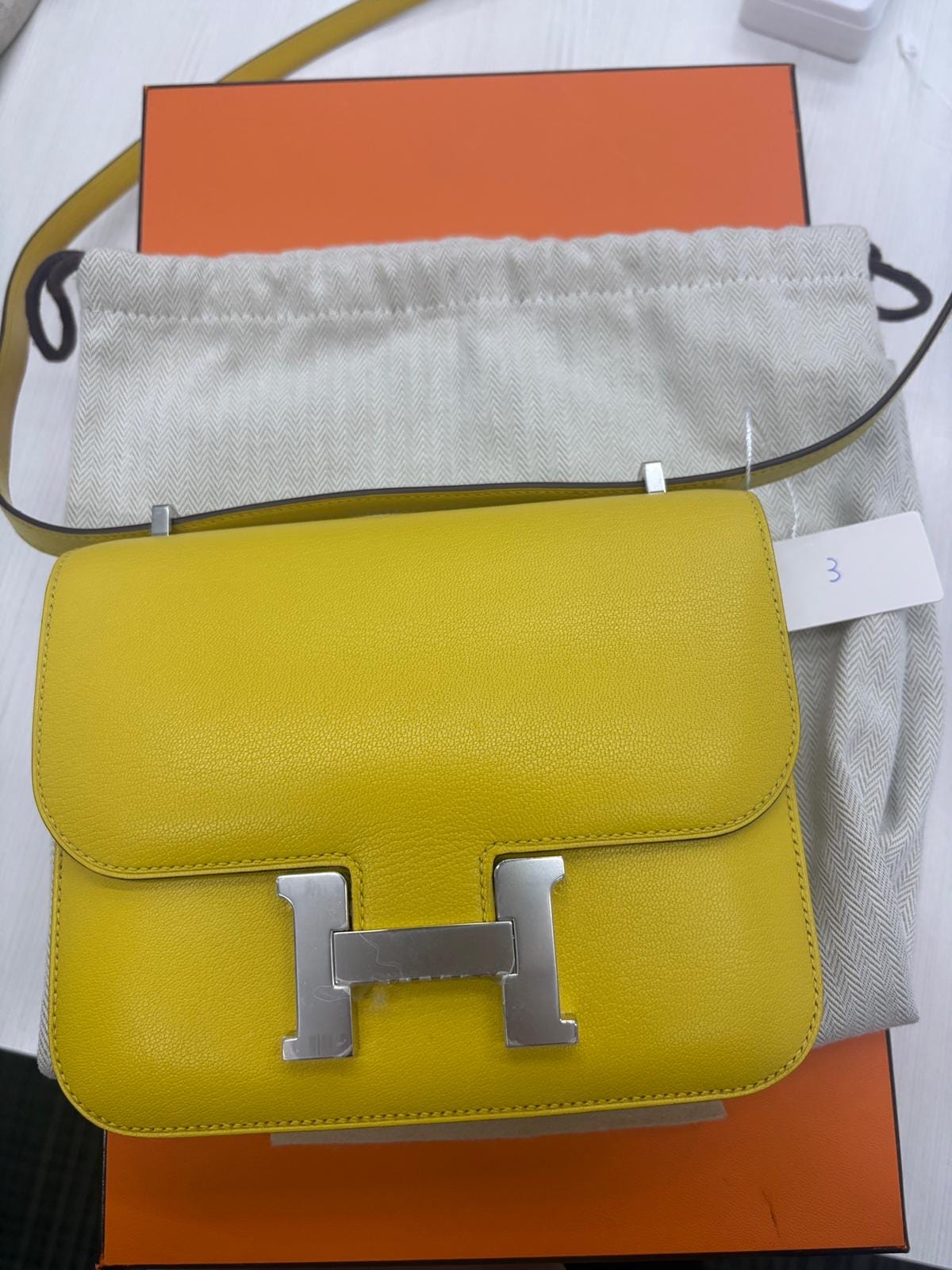 HERMES HERMES Jaune De Naples Chevre Constance 3 Shoulder Bag PI 601 BA BK3