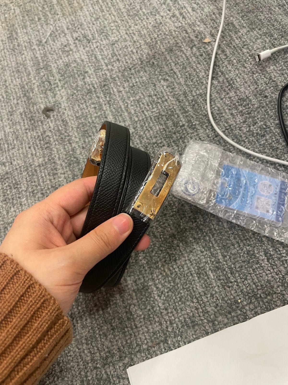 Hermes Hermes Kelly Belt Black & Gold ALC3813