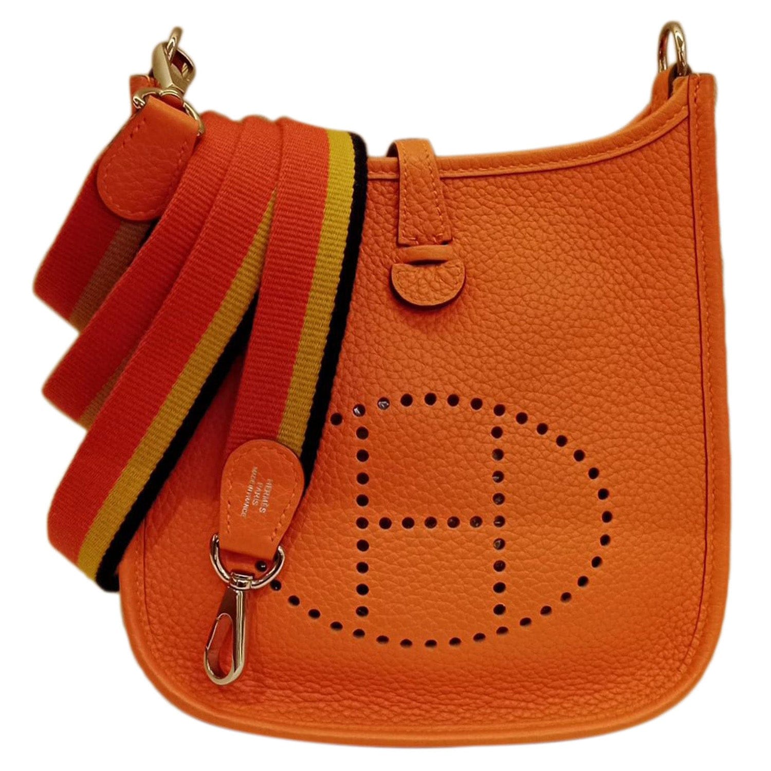 Hermès Hermès Mini Evelyne in Orange Clemence Leather
