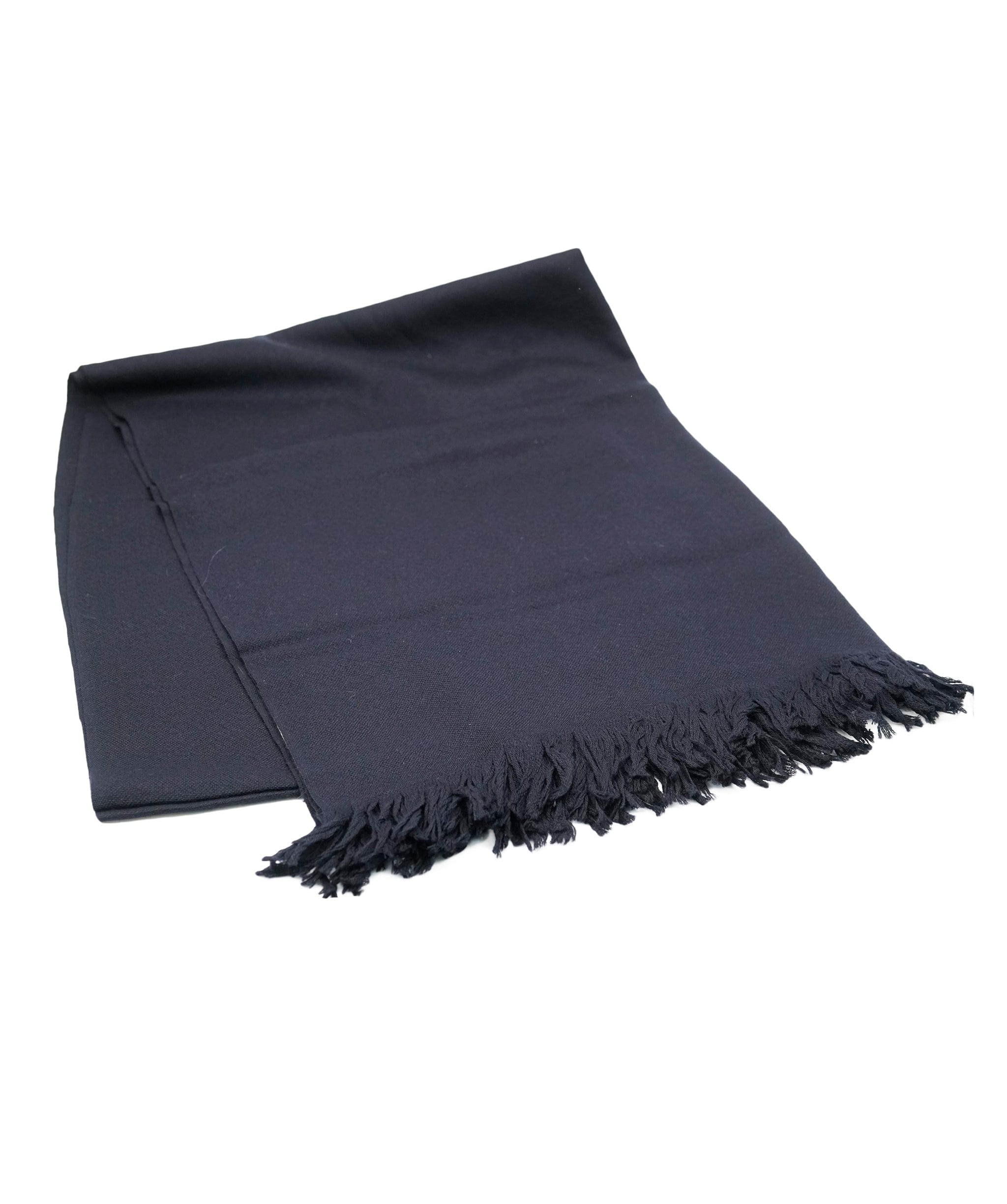 Hermès Hermes navy cashmere scarf with fringing  - AJC0914