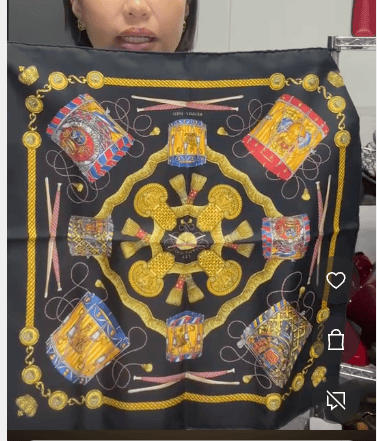 HERMES HERMES Petit Carre Silk Black×Yellow Drum Pattern B0722AMD8S