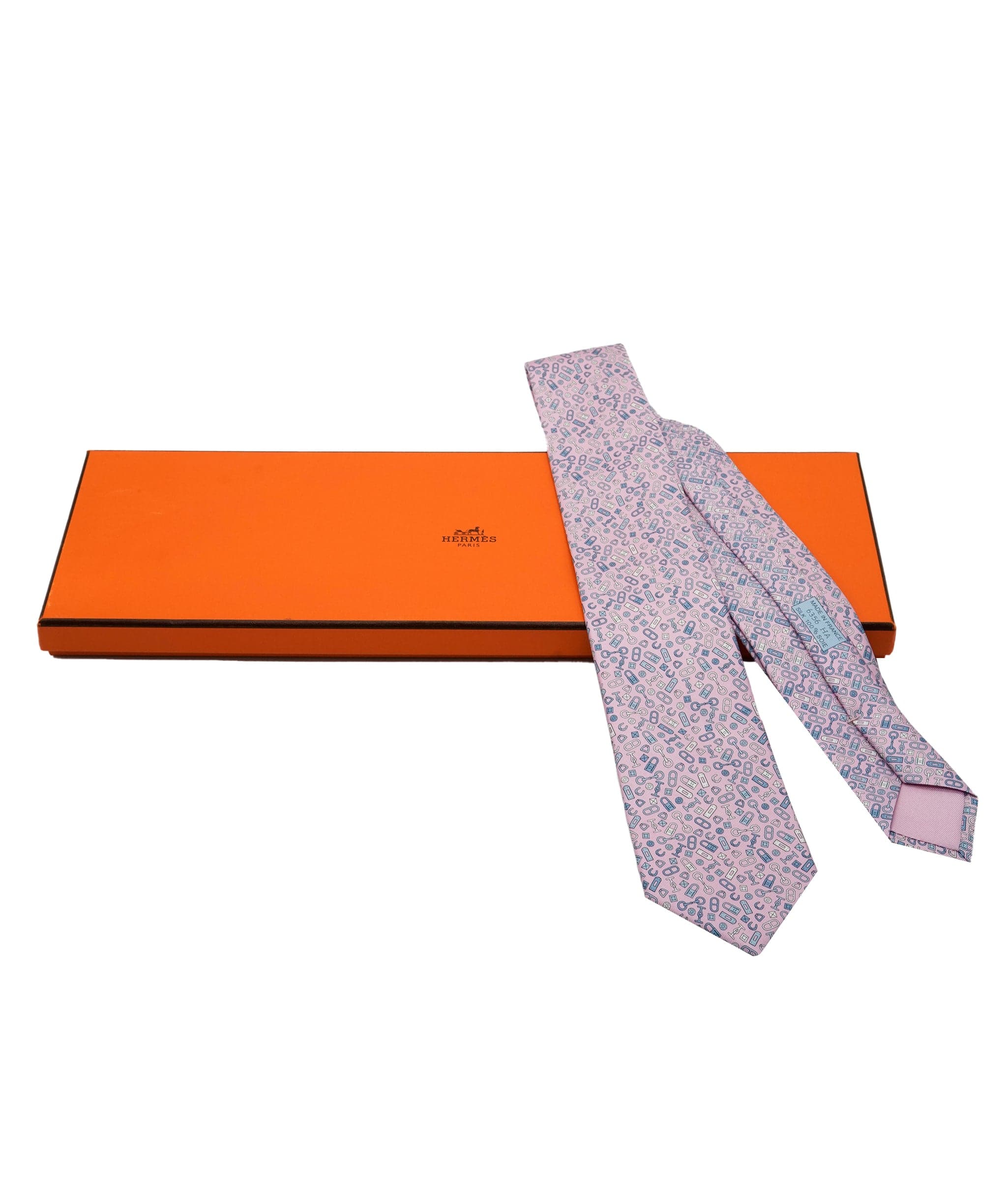 Hermès Hermès Pieces Met Silk Tie Rose / Bleu Gris / Blanc DXBS5830