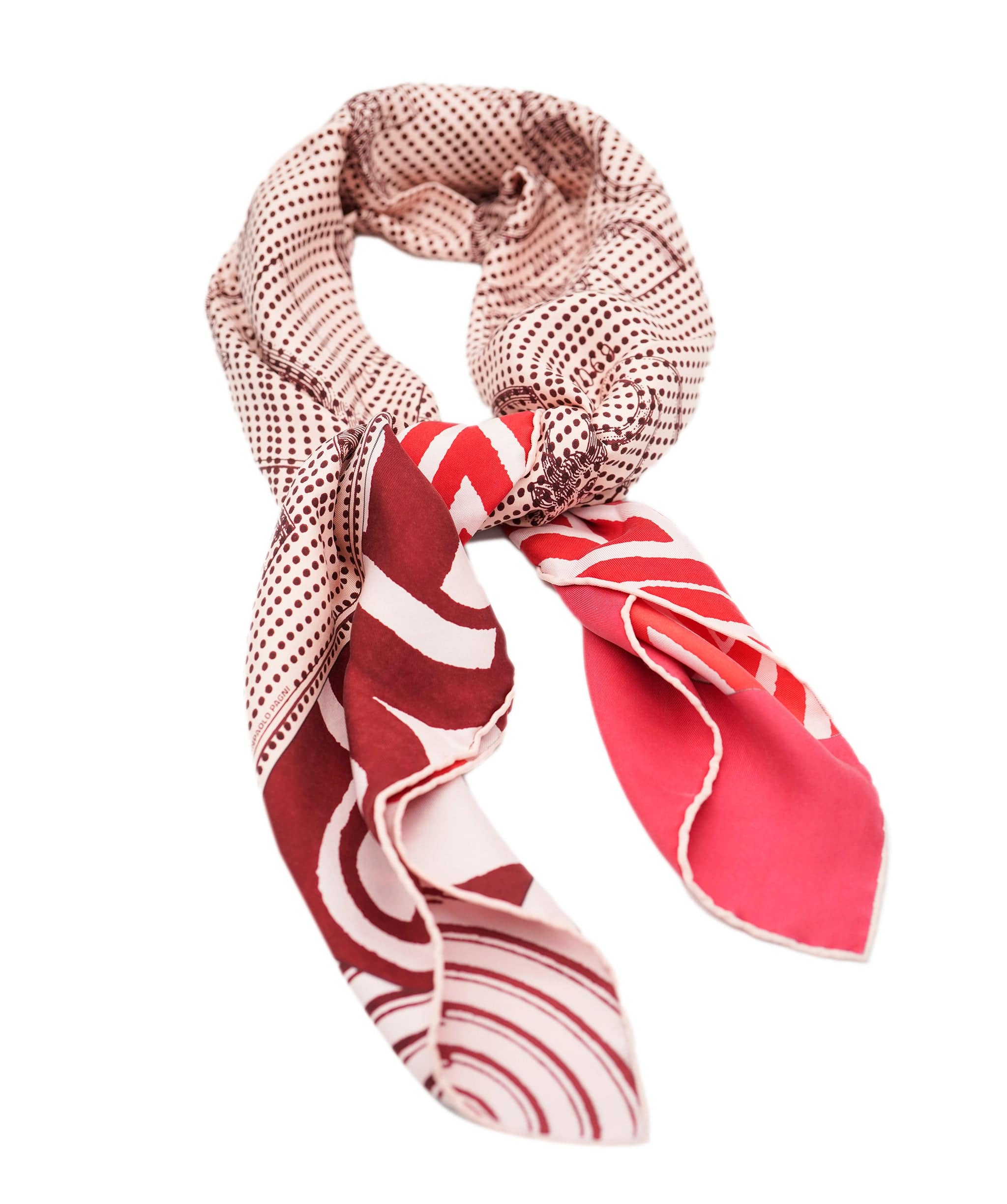 Hermès Hermes pink & red silk scarf - AJC0756