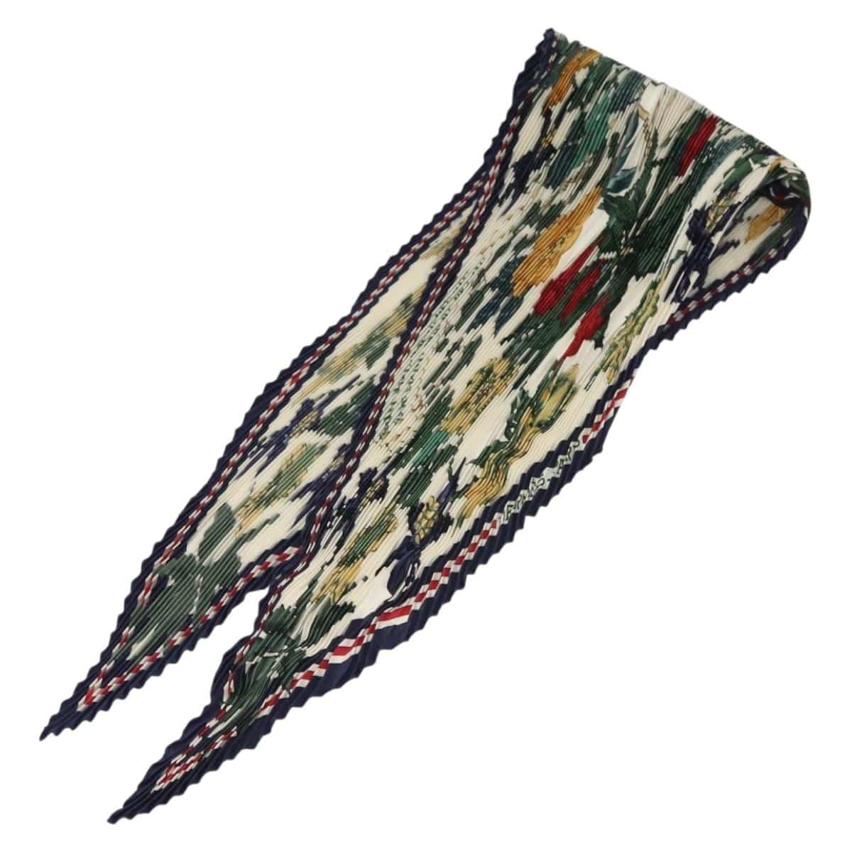 HERMES HERMES Pleated Carre 90 Scarf ""Fleurs d'Hellade"" Silk Navy Auth 135501